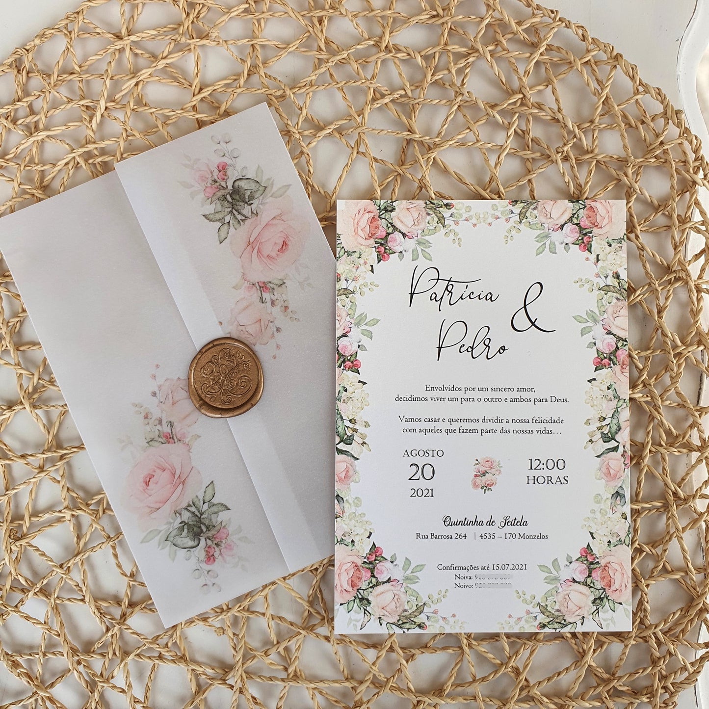 Convite lacre love roses