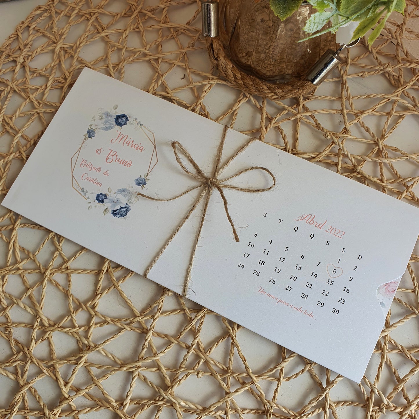 Convite flores blue e blush