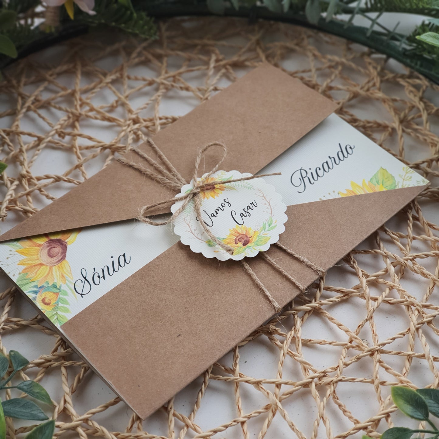 Rustic sunflowers invitation
