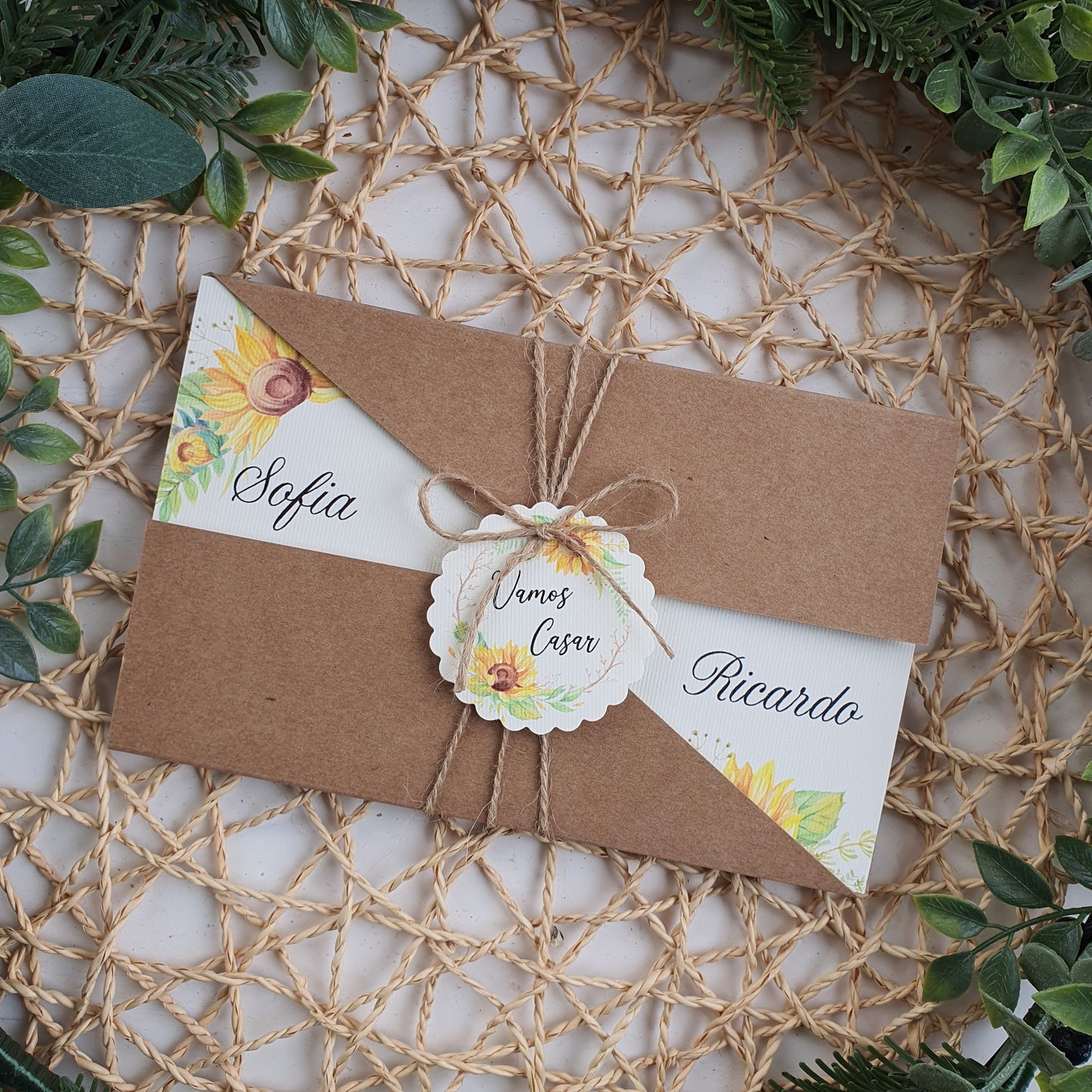 Rustic sunflowers invitation