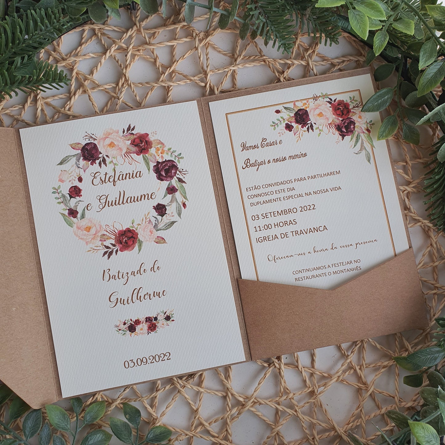 Convite Pocket LOVE marsala and blush ♡