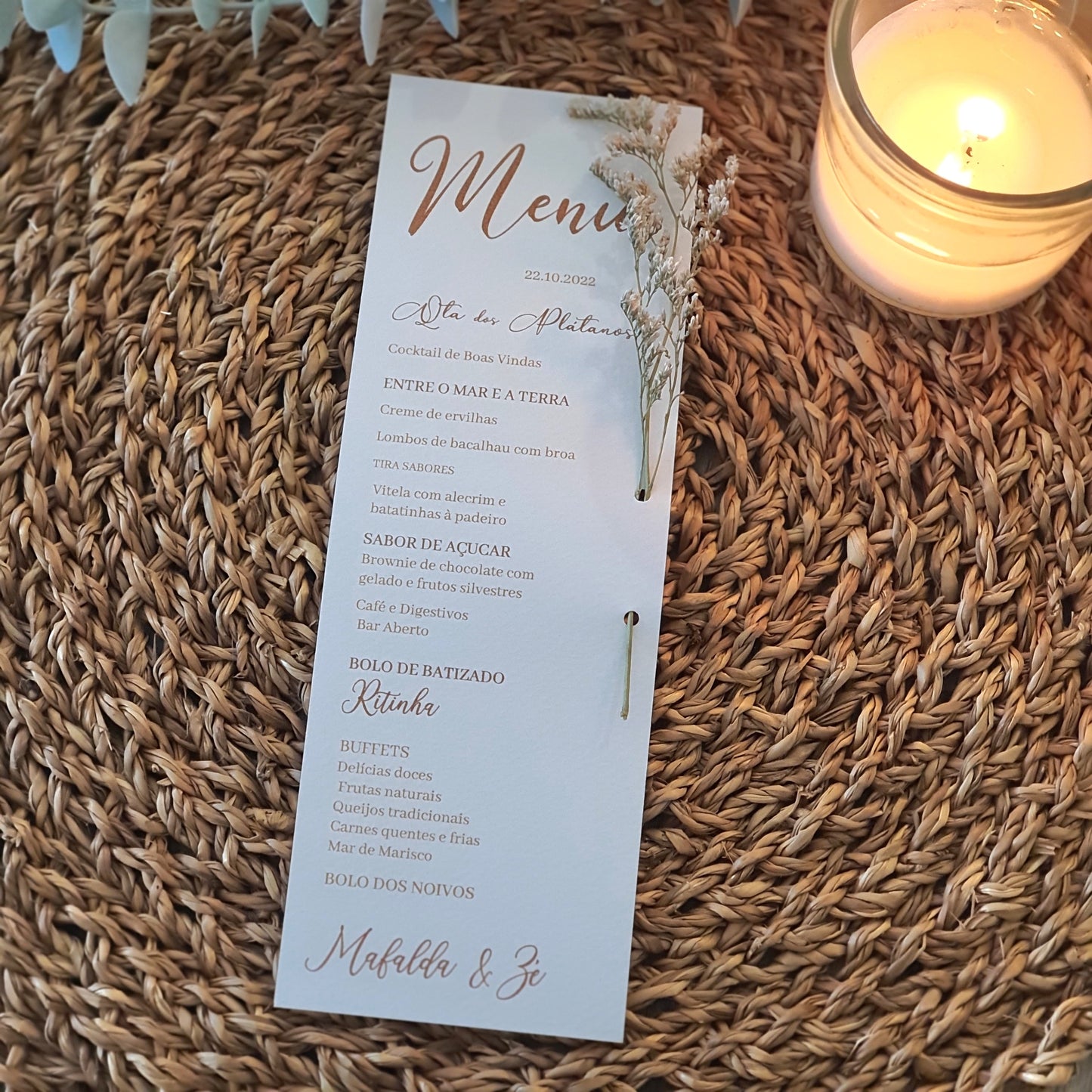 Ementa vintage flor seca