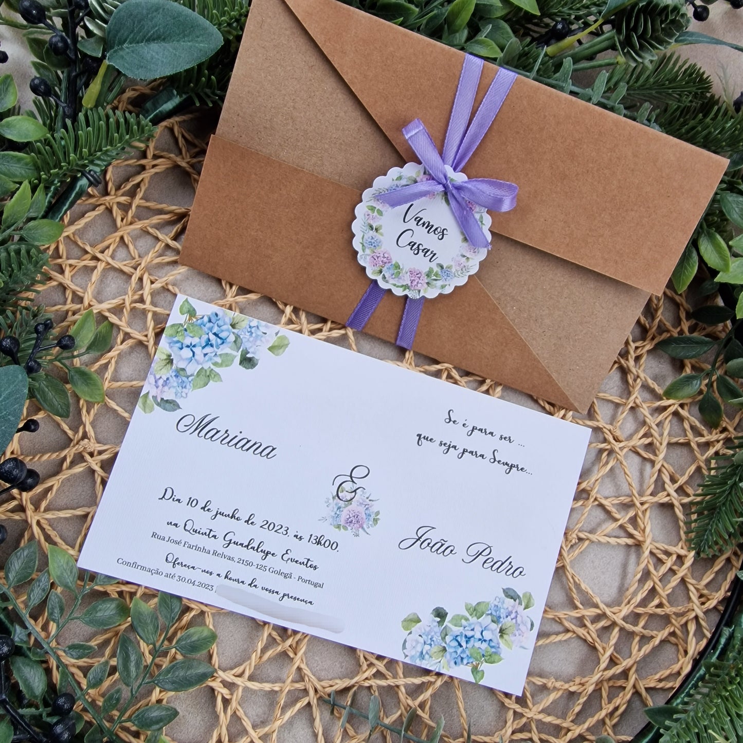 Invitation d'Hortensis Mariana et João Pedro