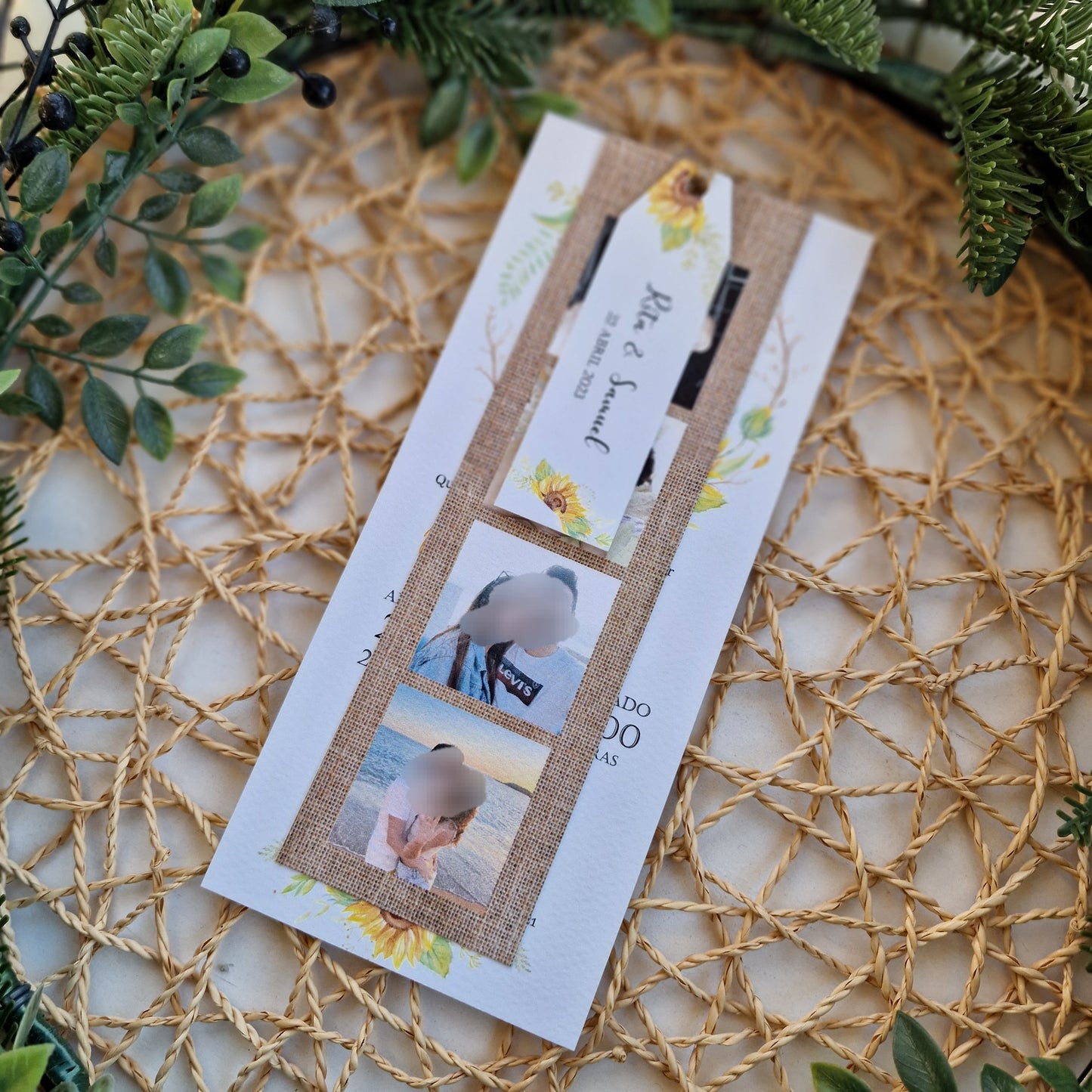 Polaroid sunflowers invitation