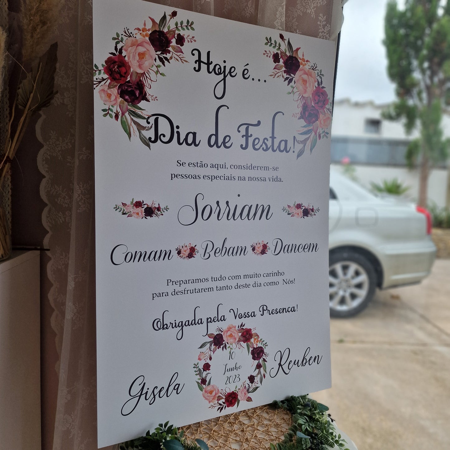 Placa de boas vindas marsala