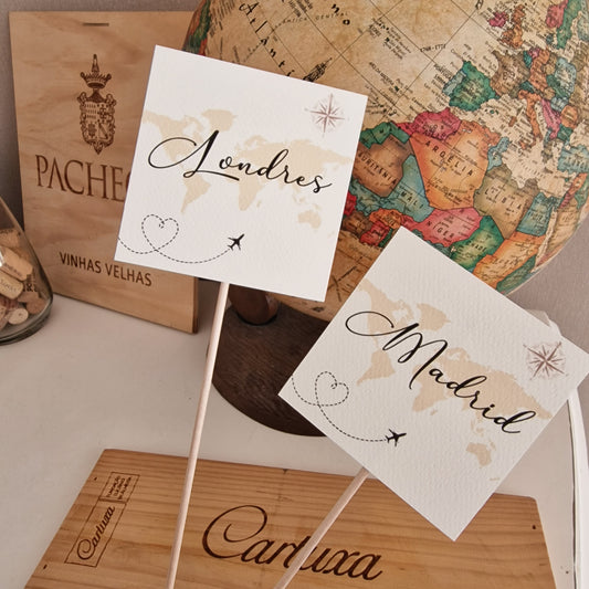 Marqueur de table de voyage du monde