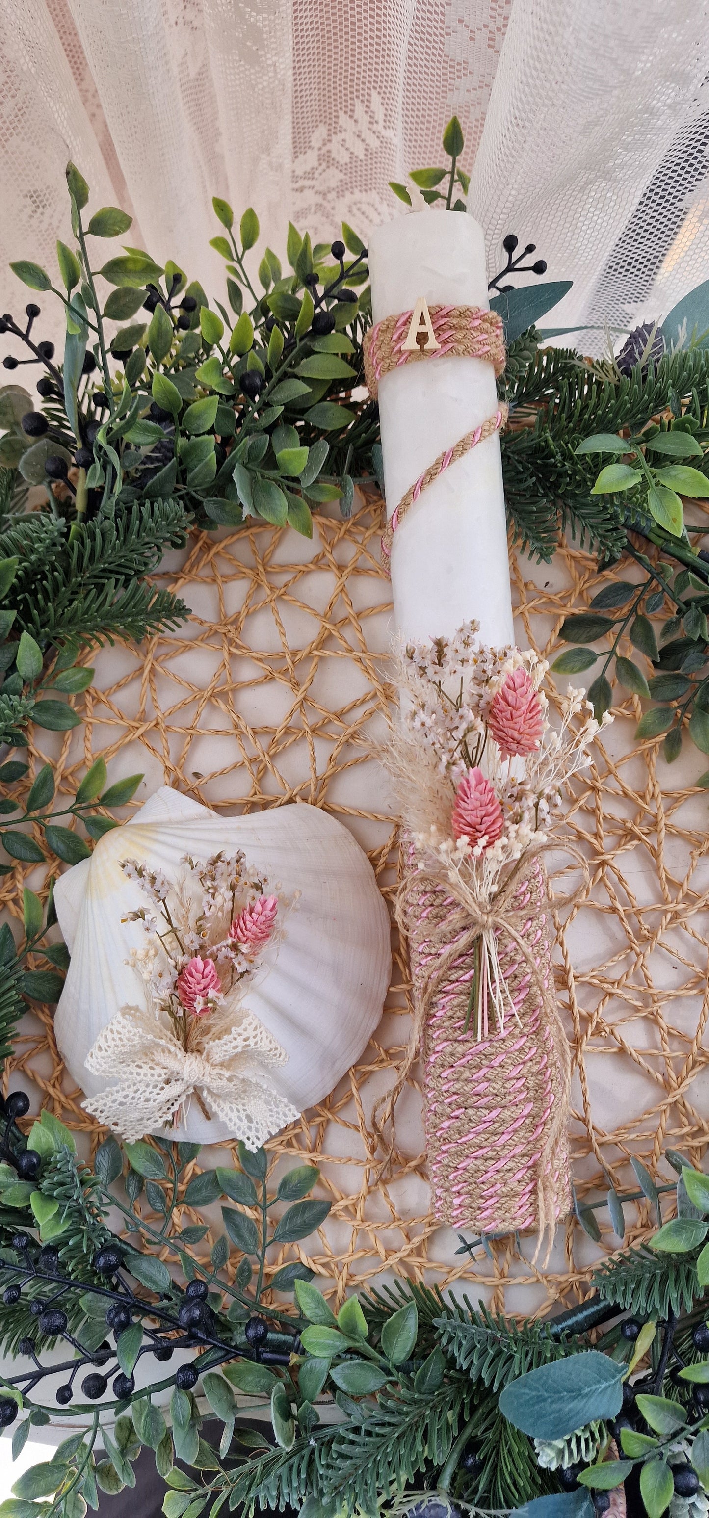 Coffret baptême nature rose