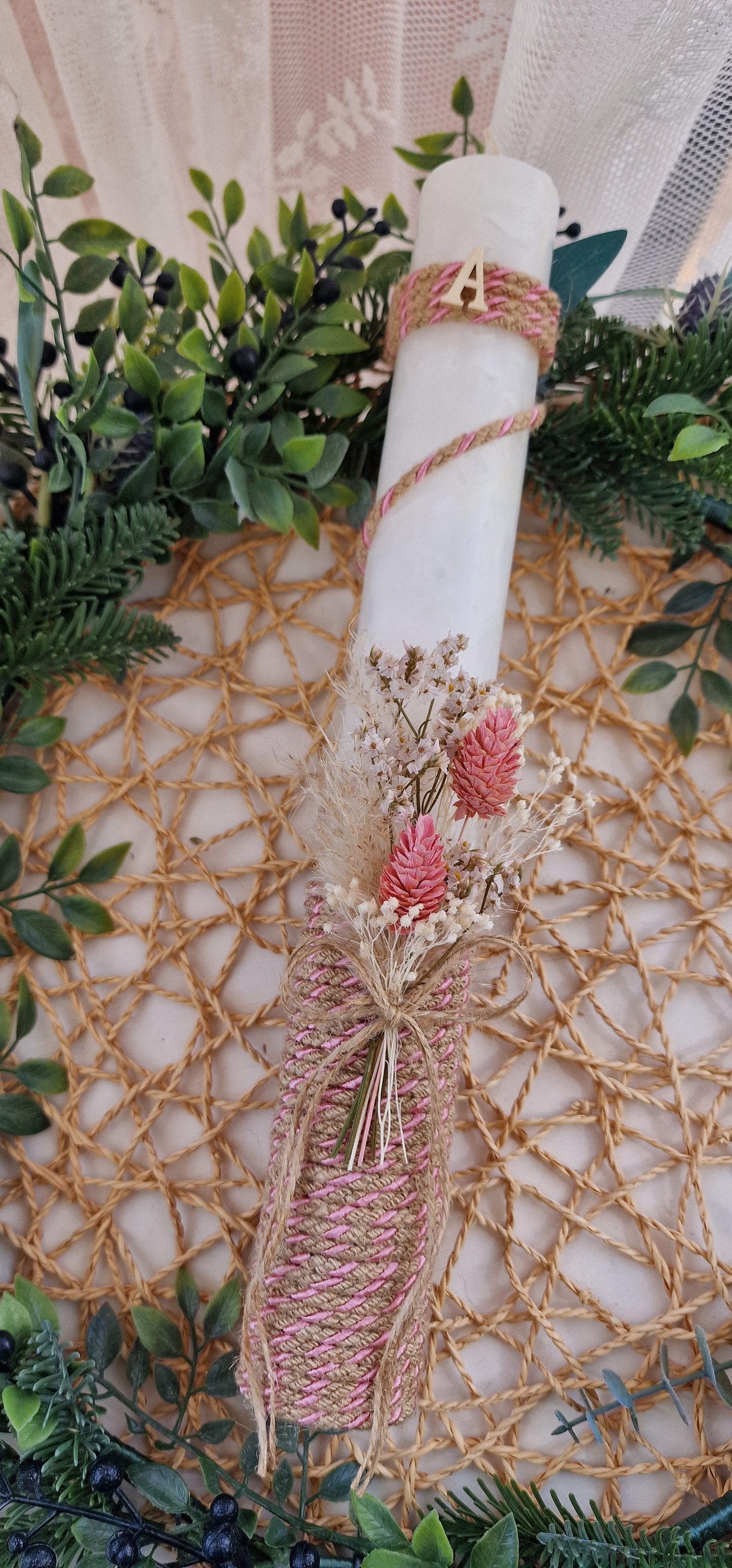Coffret baptême nature rose