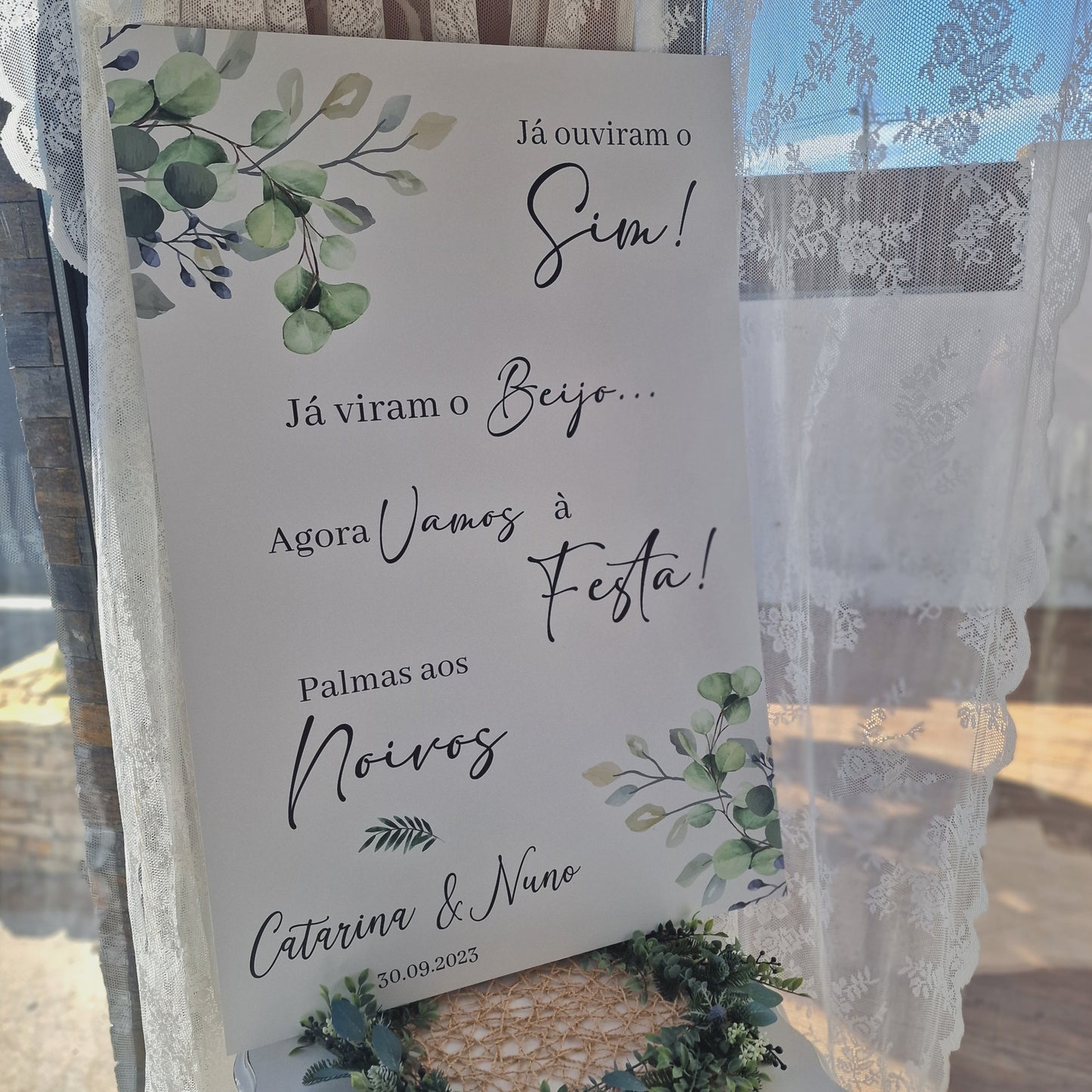 Placa de boas vindas verdes Rita "Já viram o SIM"