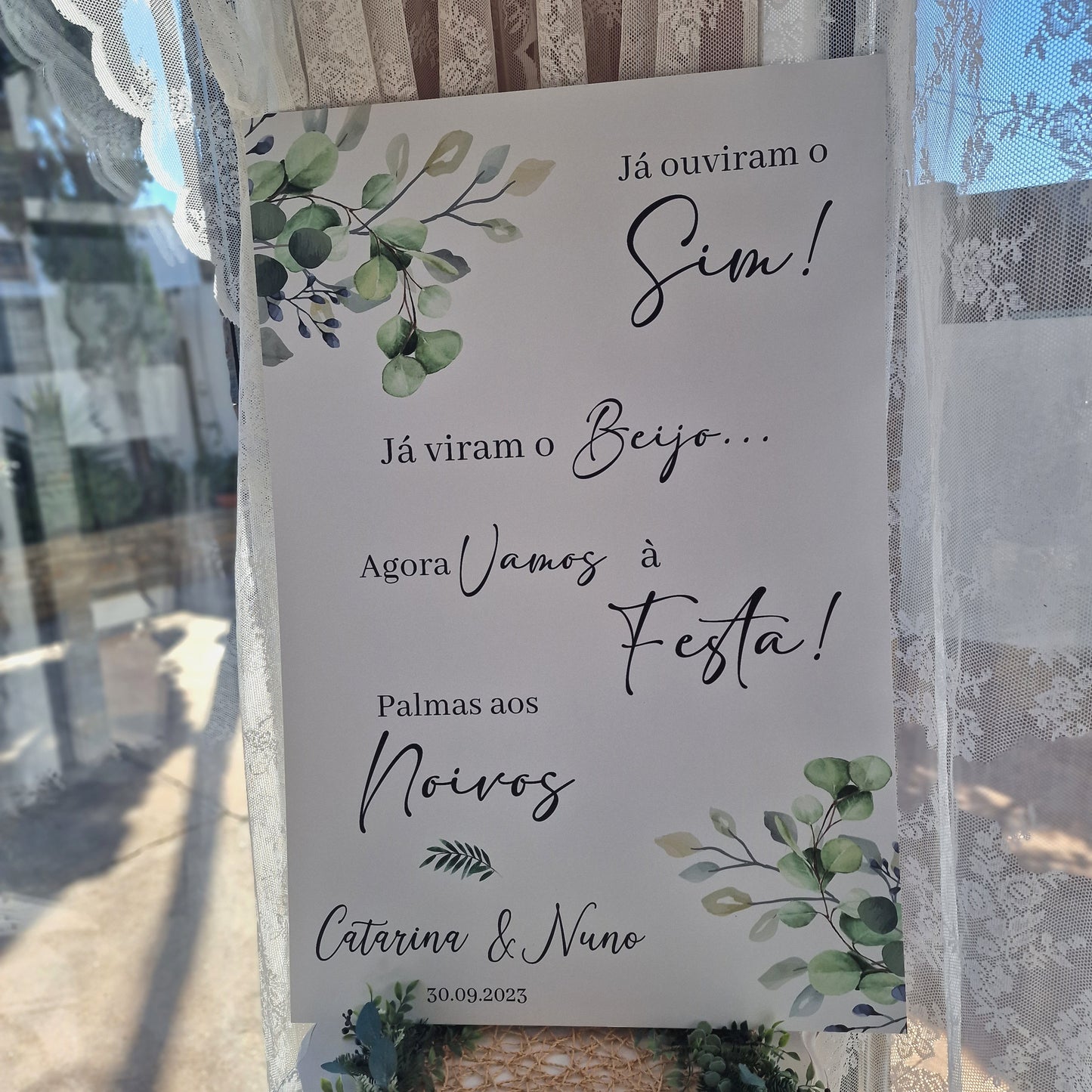 Placa de boas vindas verdes Rita "Já viram o SIM"