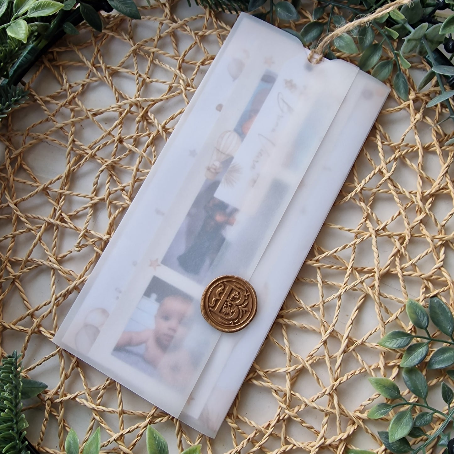 Invitation polaroïd ours en peluche Brian