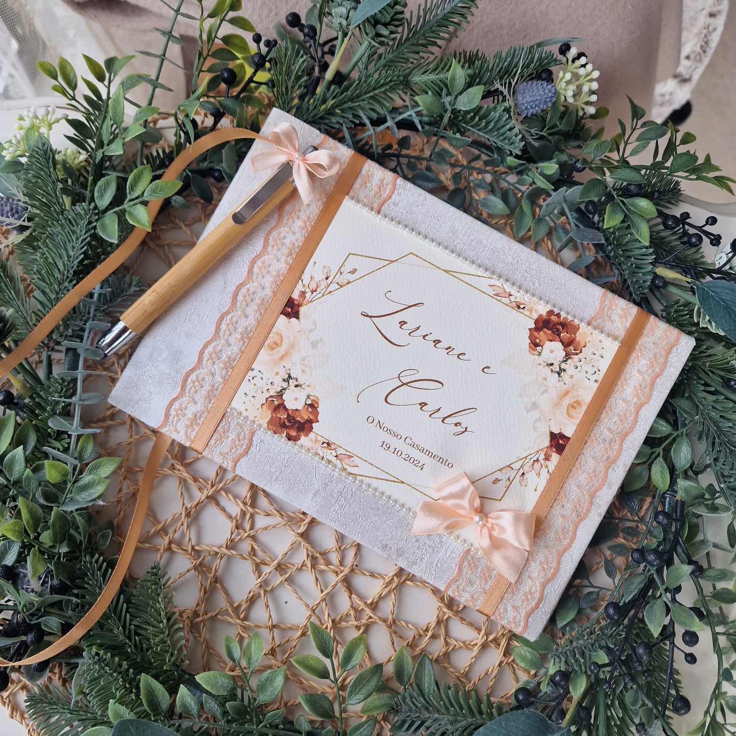Livro de honra vintage terracota and blush