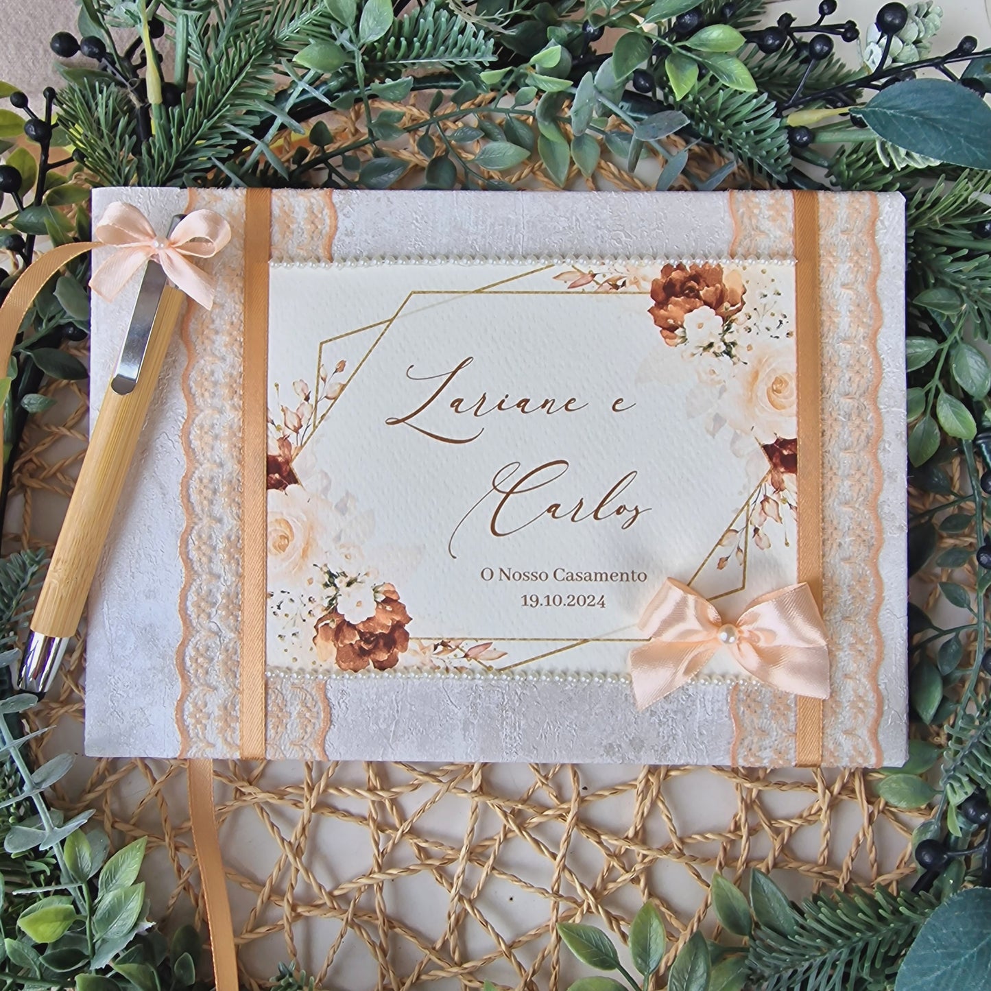 Livro de honra vintage terracota and blush