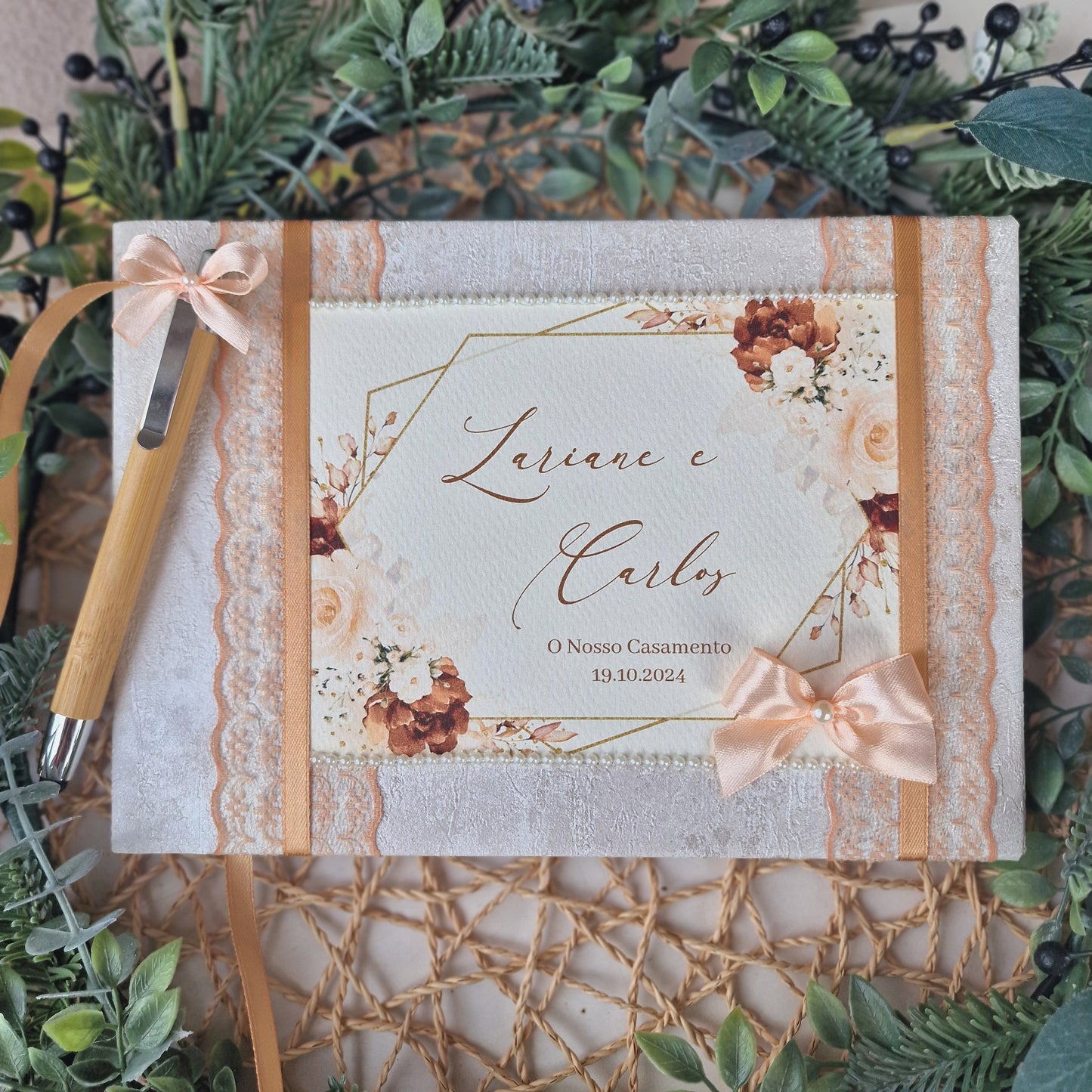Livro de honra vintage terracota and blush