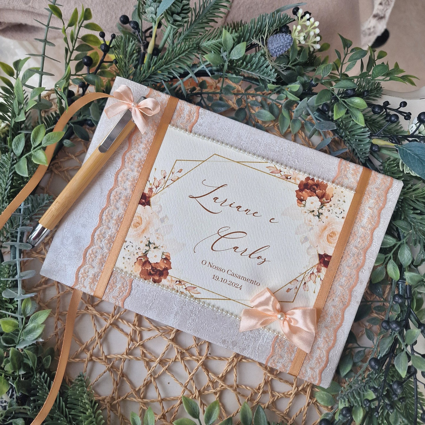 Livro de honra vintage terracota and blush