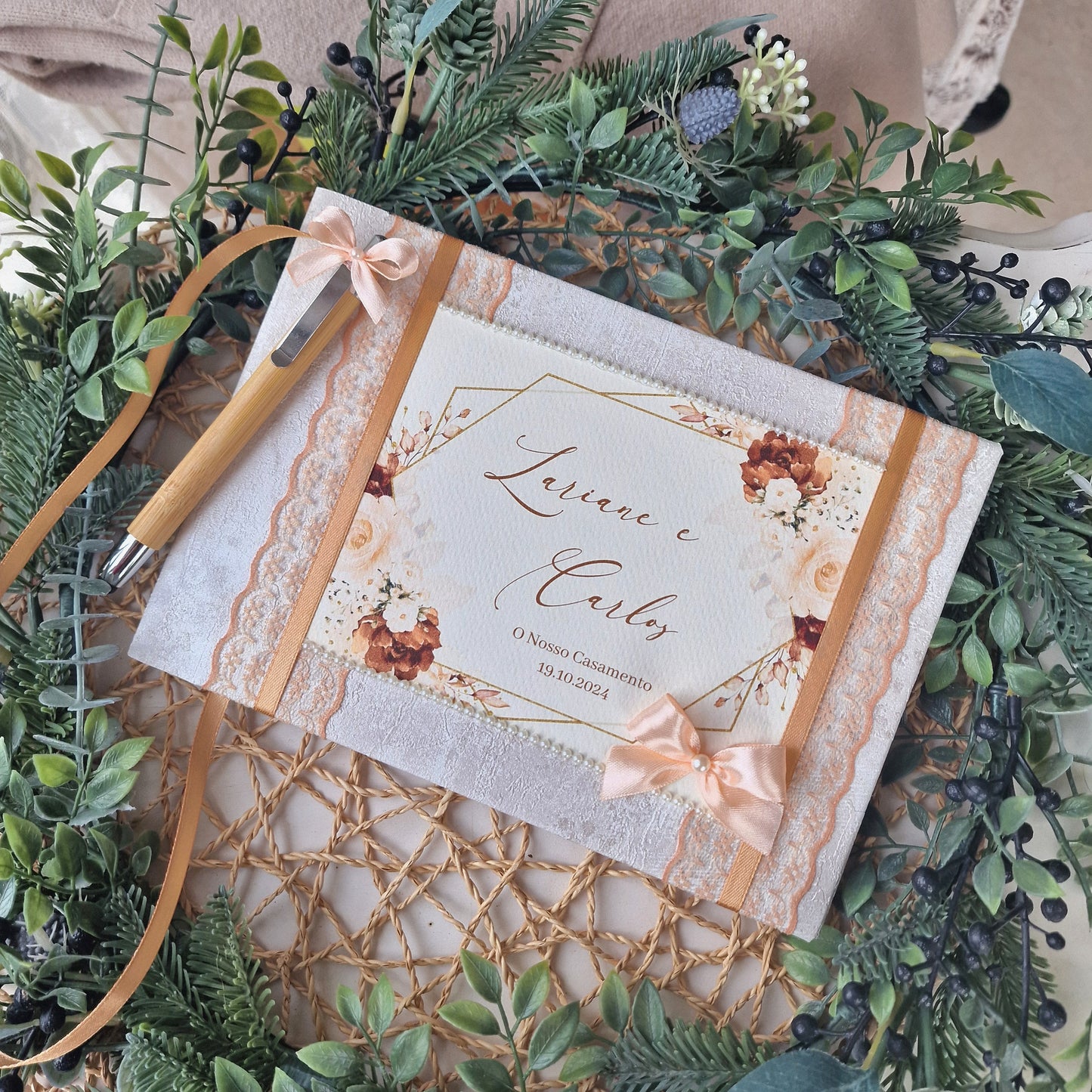Livro de honra vintage terracota and blush