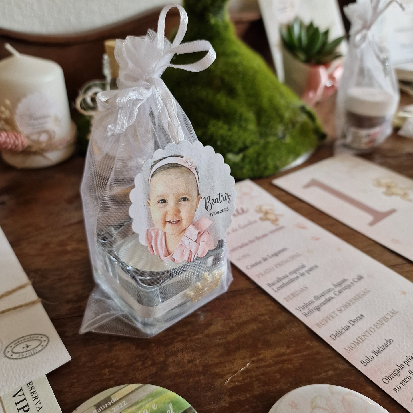 Base de bougie en verre avec photo