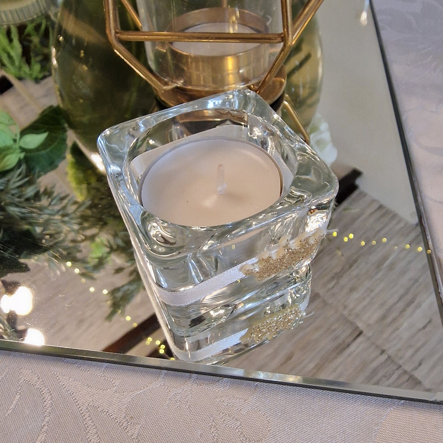 Base de bougie en verre avec photo