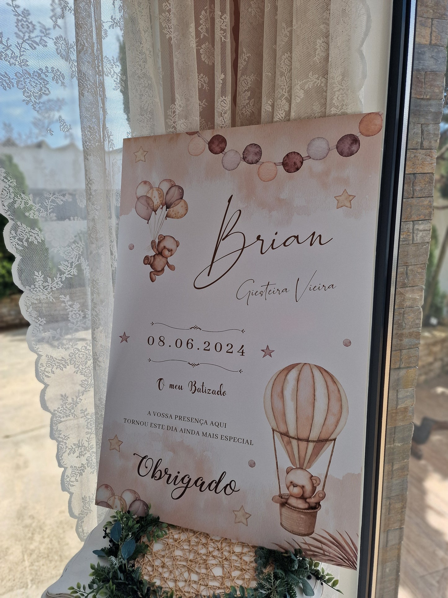 Placa de Boas Vindas Ursinho Bryan