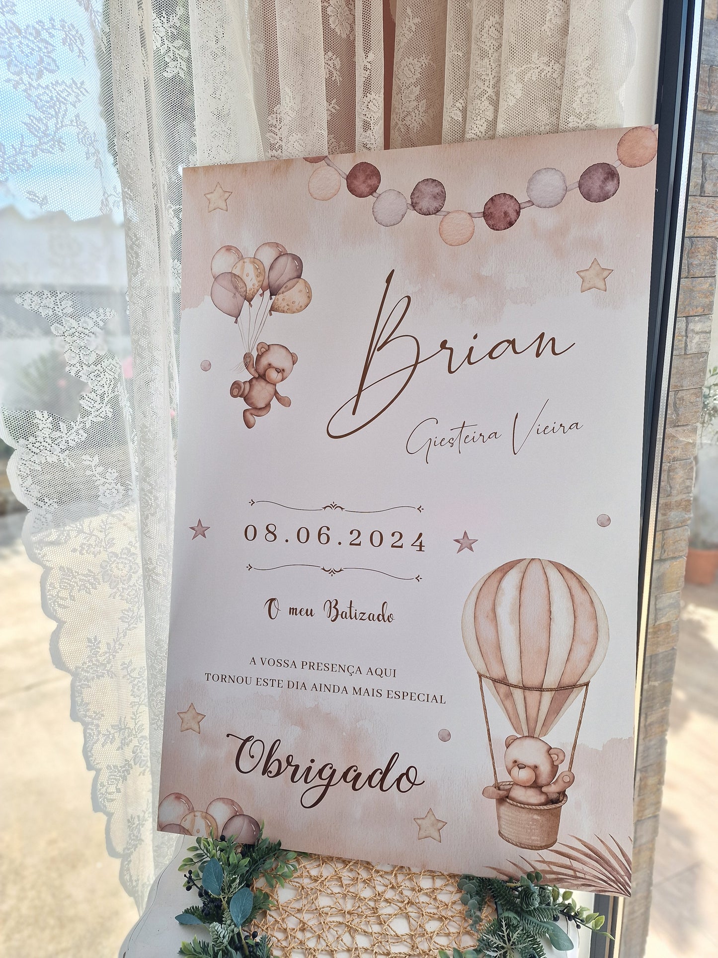 Placa de Boas Vindas Ursinho Bryan