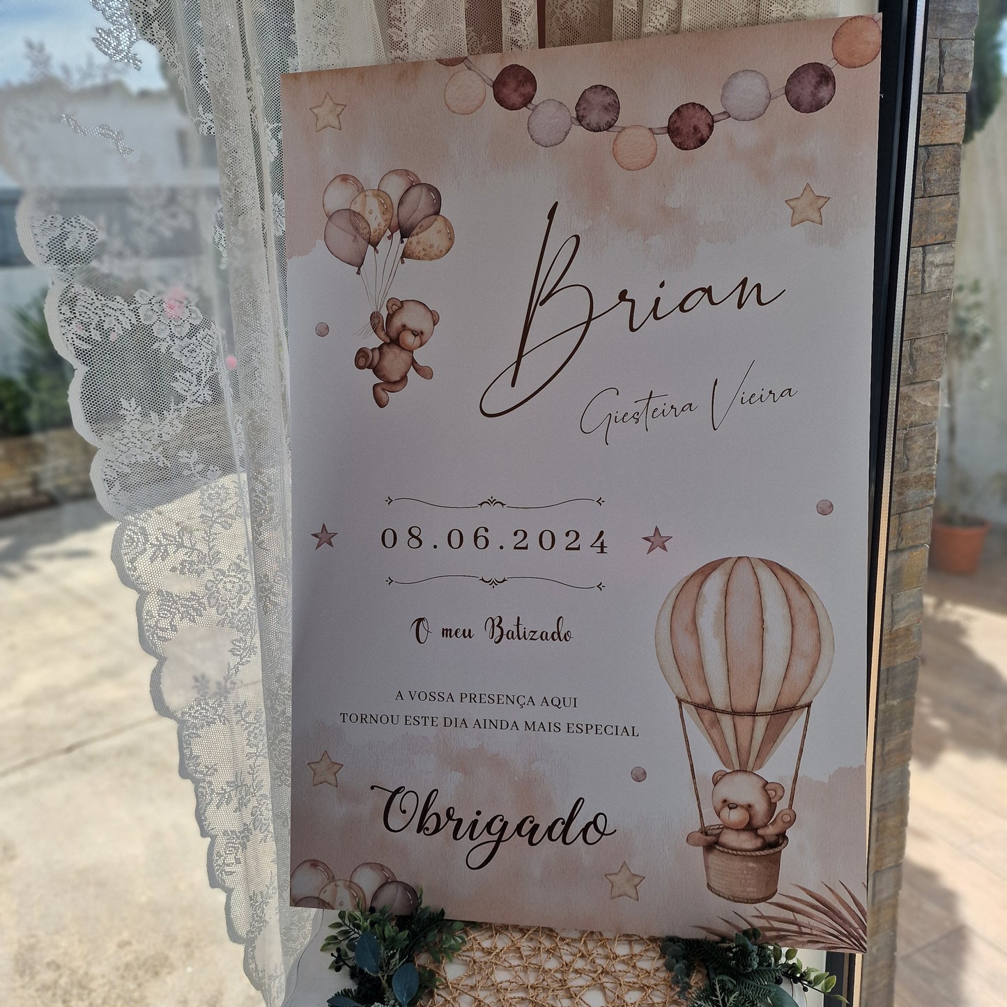 Placa de Boas Vindas Ursinho Bryan