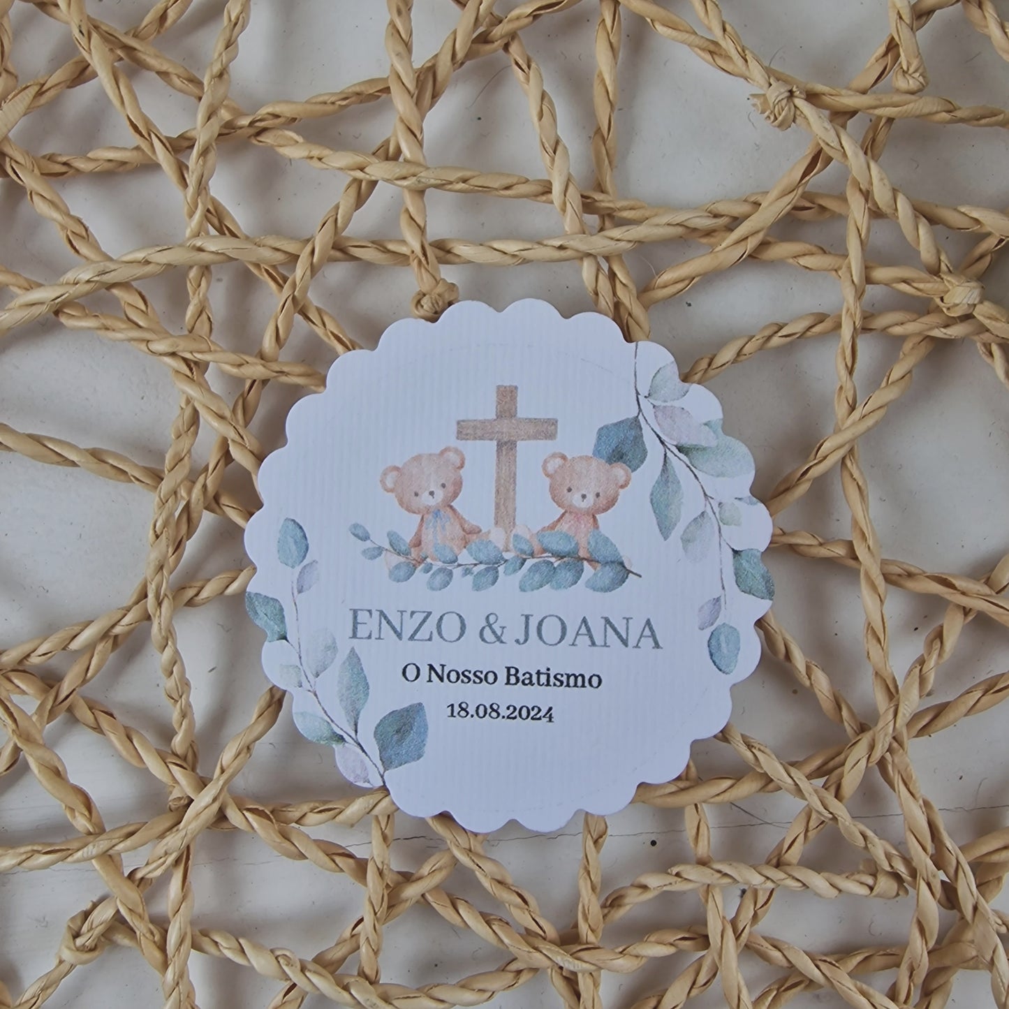 Etiquetas dos ursinhos do Enzo e da Joana
