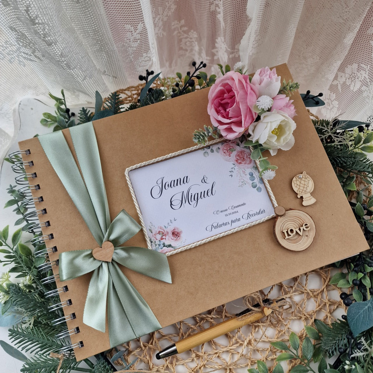 Livro de Honra floral peónias rosas