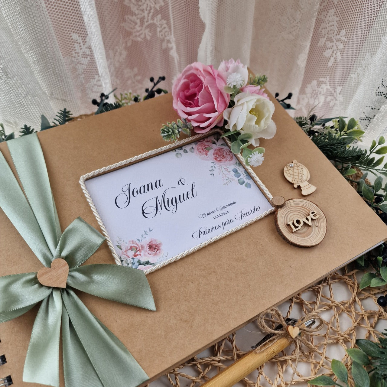 Livro de Honra floral peónias rosas