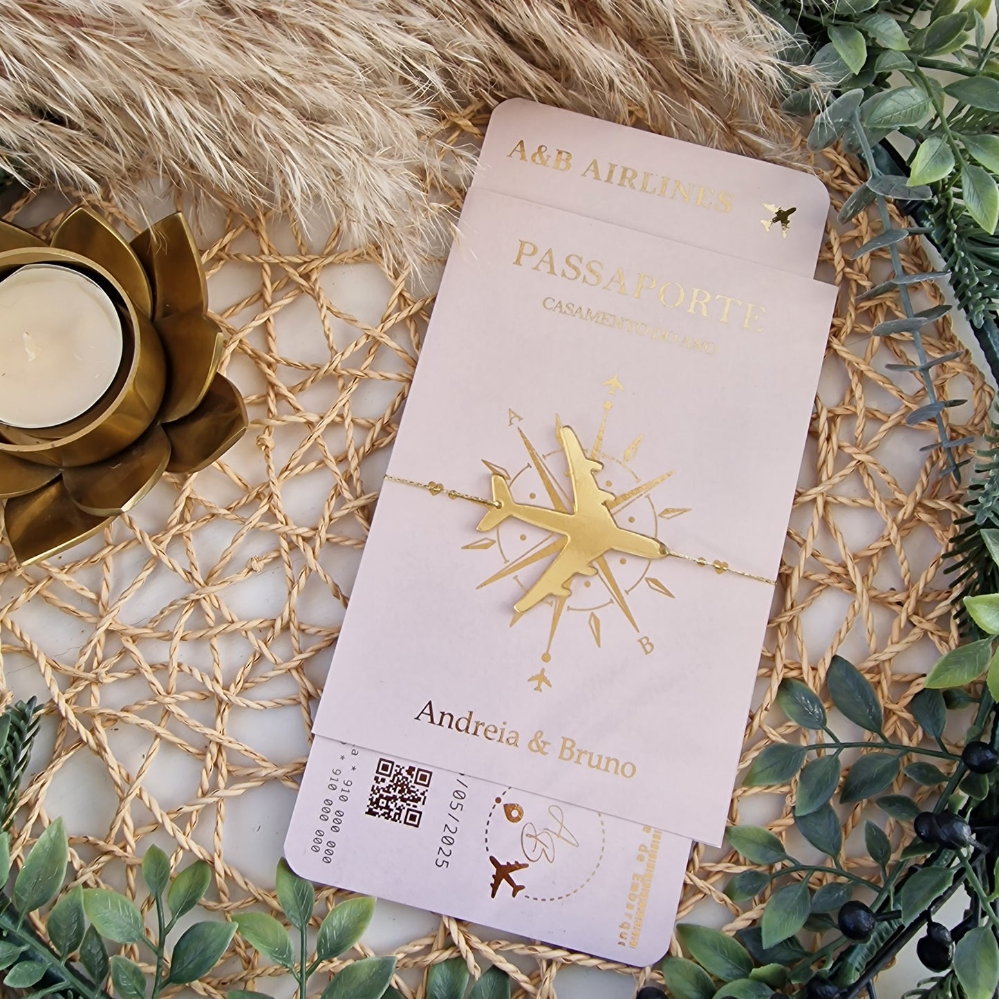 Convite viagem Rose Gold Andreia & Bruno