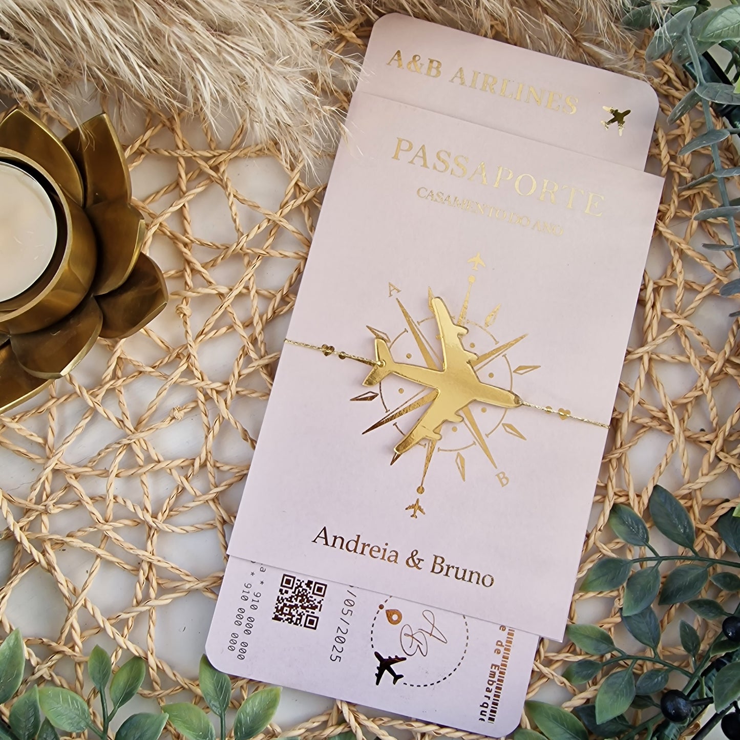 Convite viagem Rose Gold Andreia & Bruno