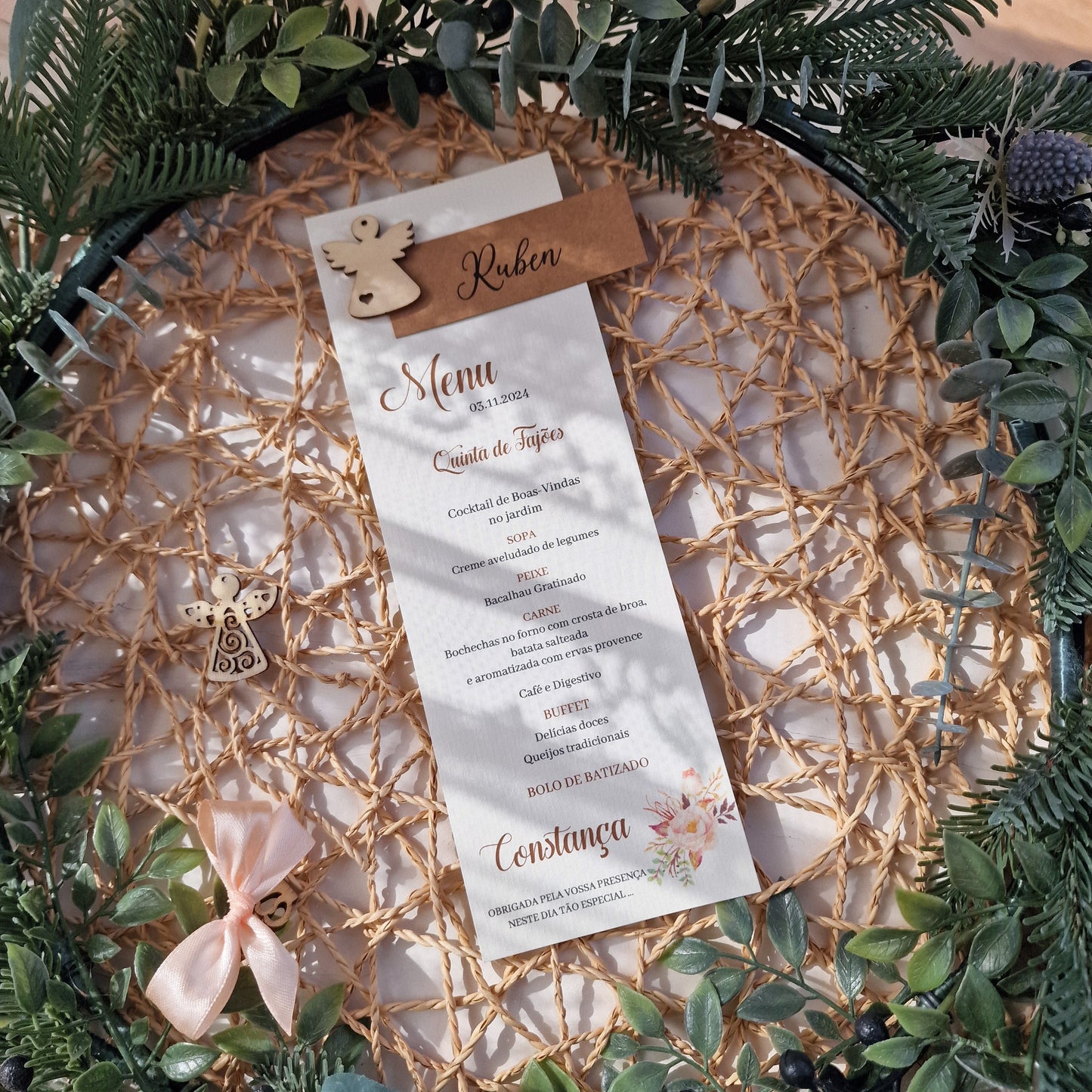 Vintage 2018 Angel Menu and Place Card