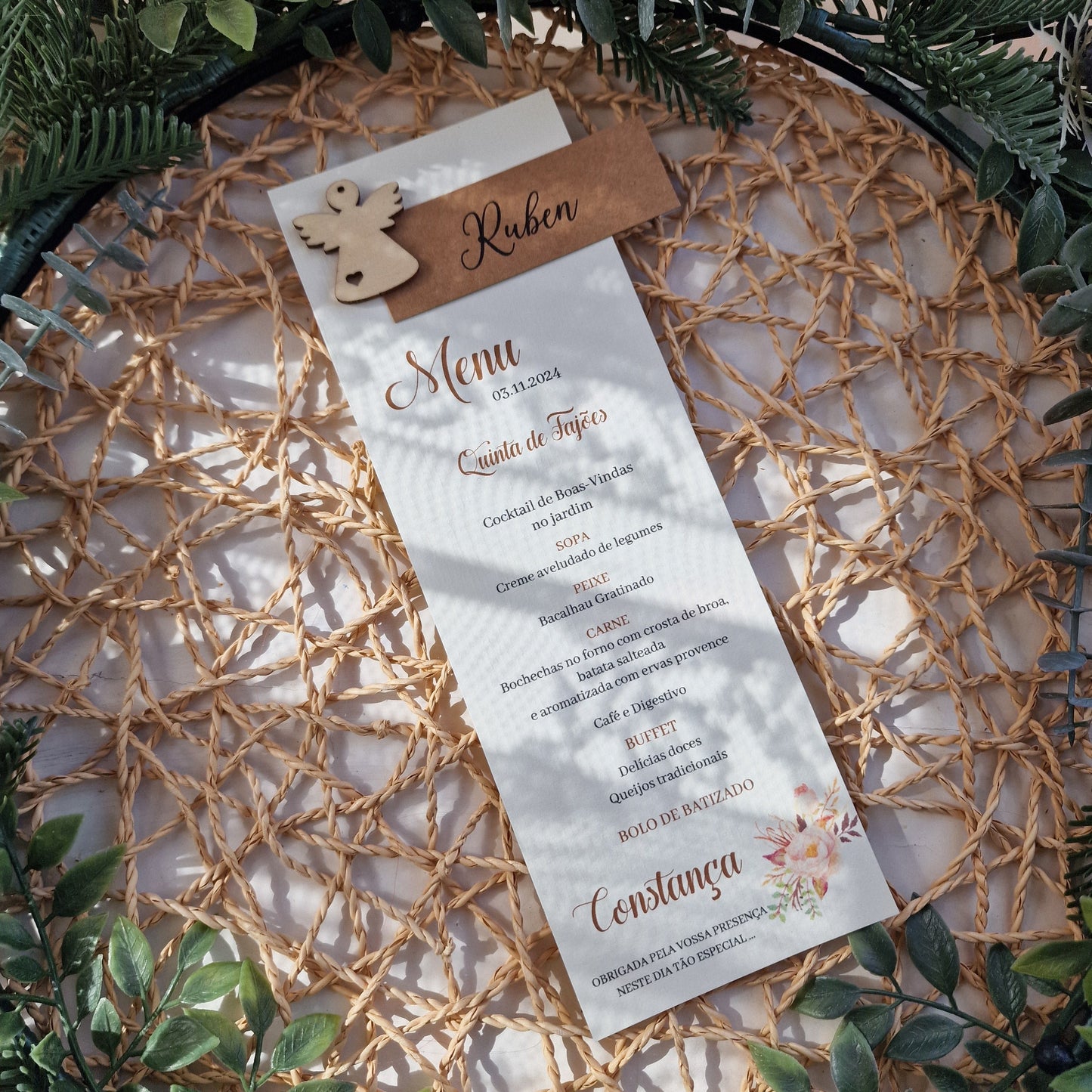 Vintage 2018 Angel Menu and Place Card