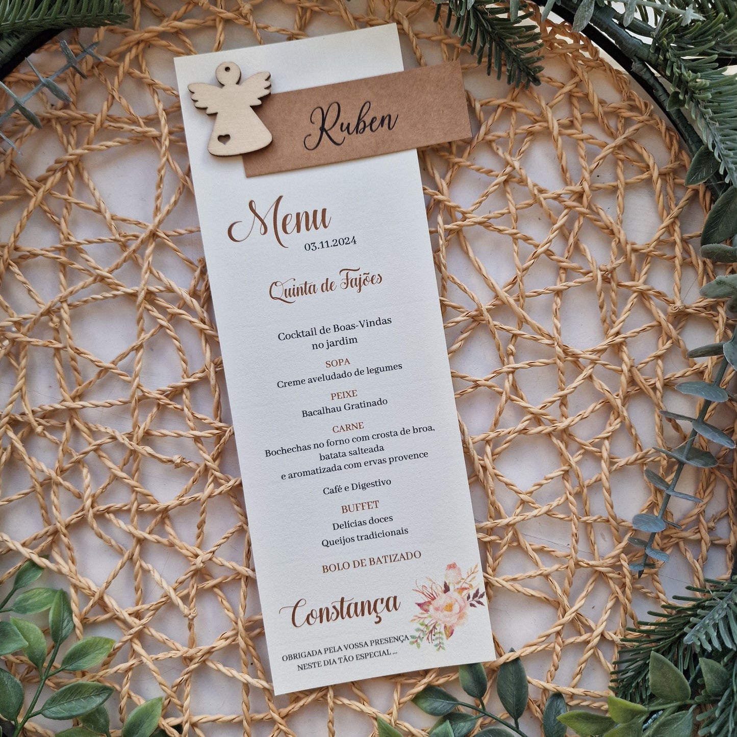 Vintage 2018 Angel Menu and Place Card
