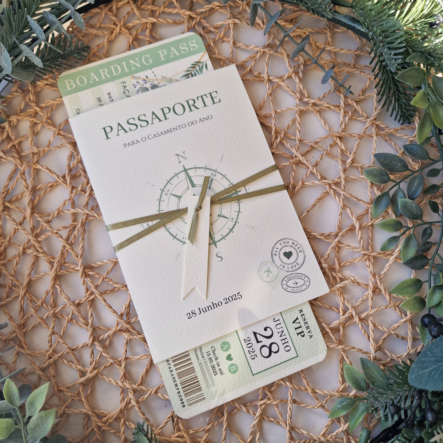 Convite viagem a dois verde