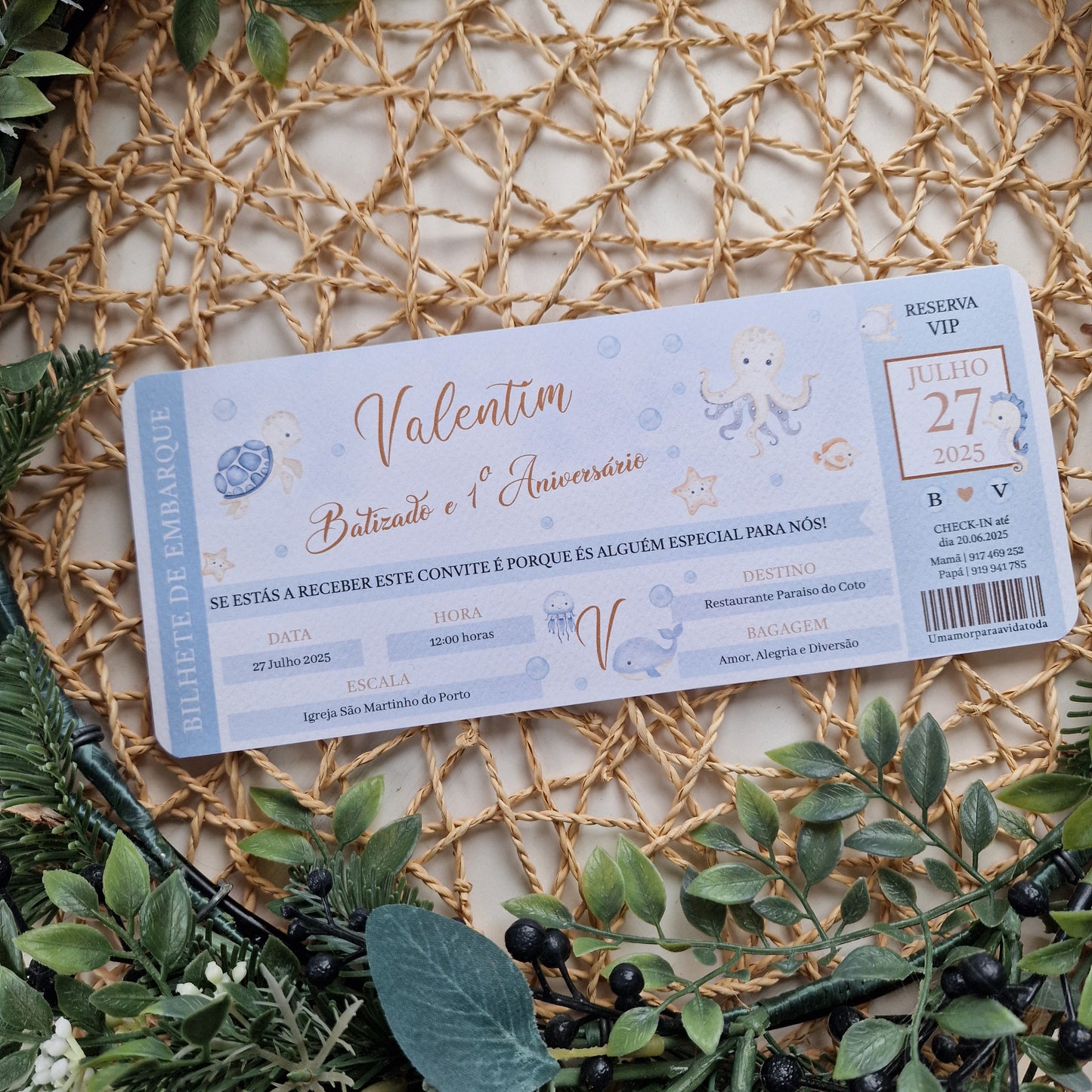 Bilhete de embarque Mar do Valentim