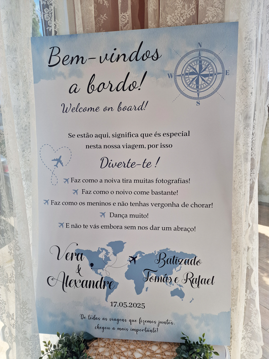 Tableau de bienvenue de voyage beige