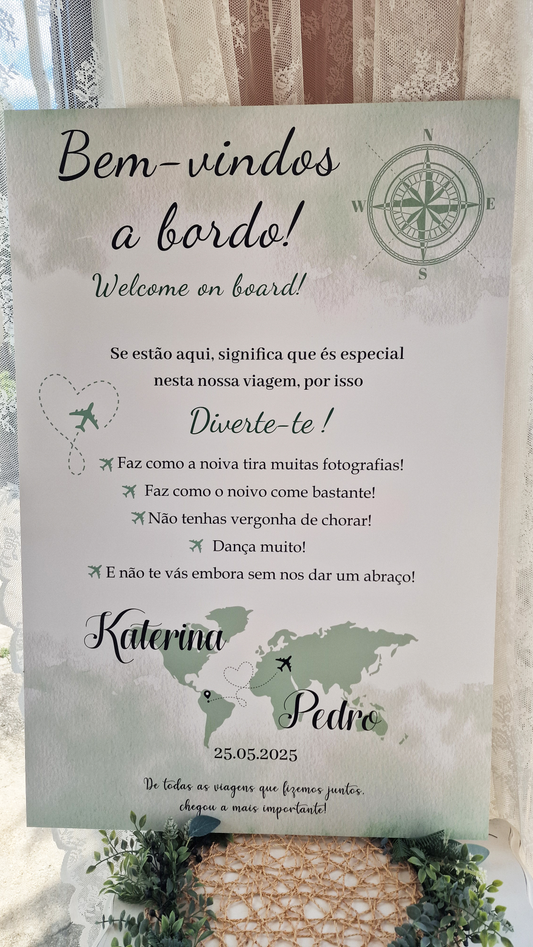 Tableau de bienvenue de voyage beige