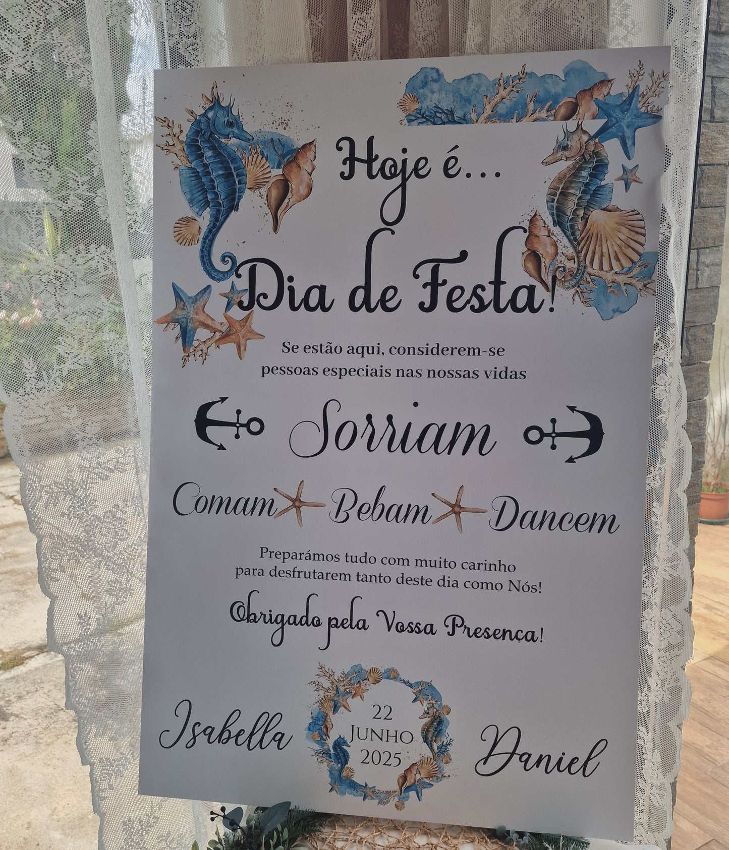 Placa de boas vindas mar