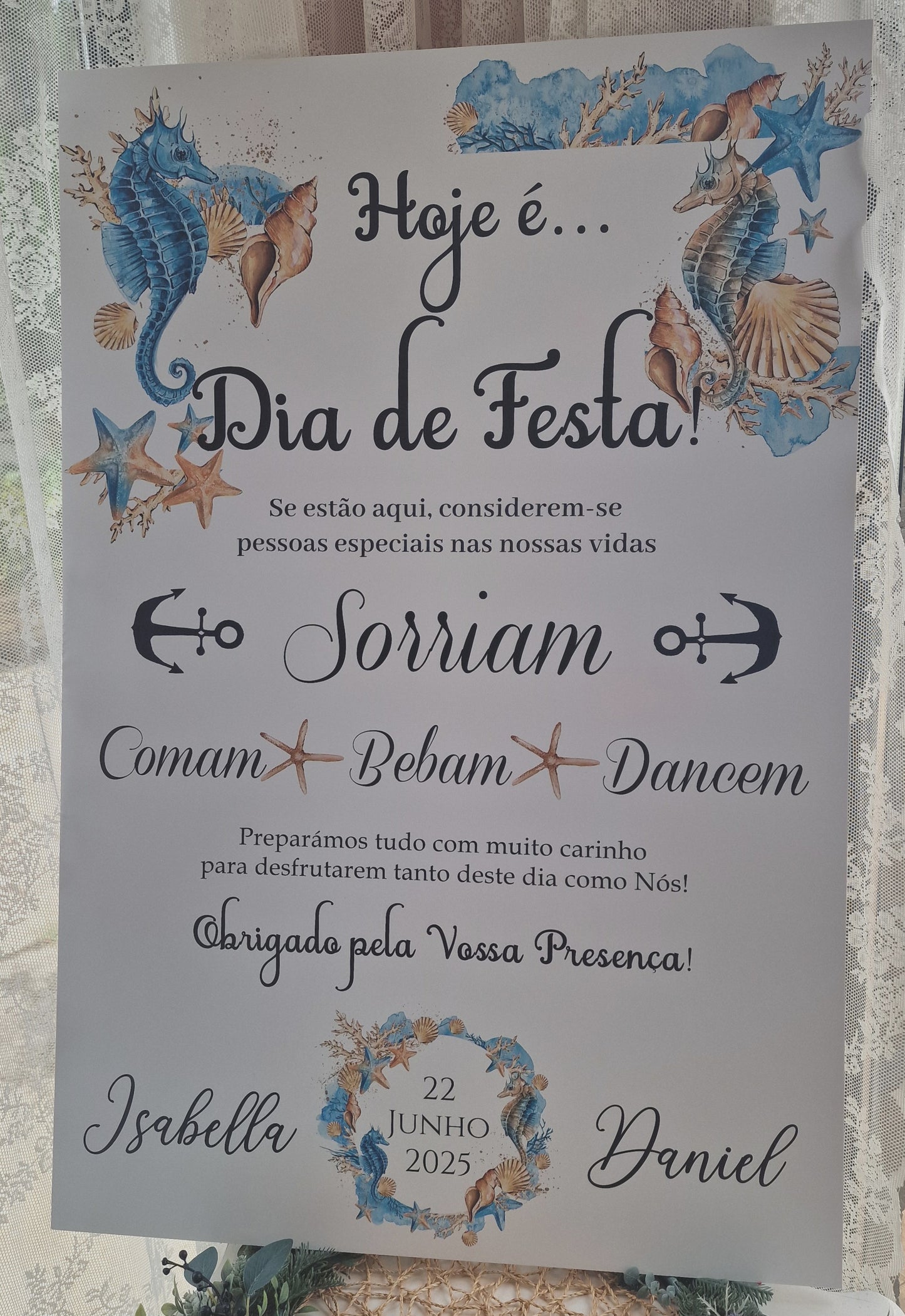 Placa de boas vindas mar
