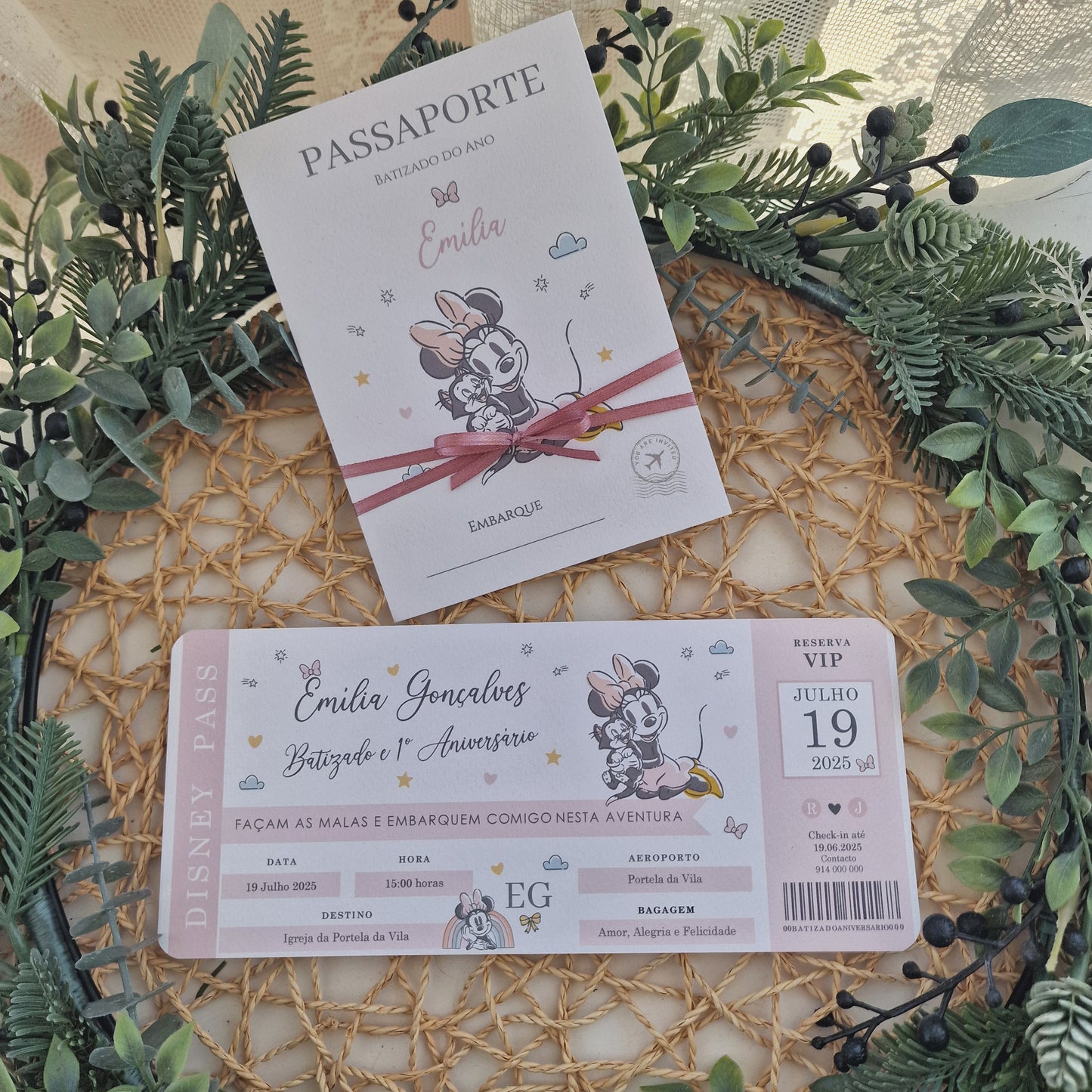 Convite passaporte Minnie Emília