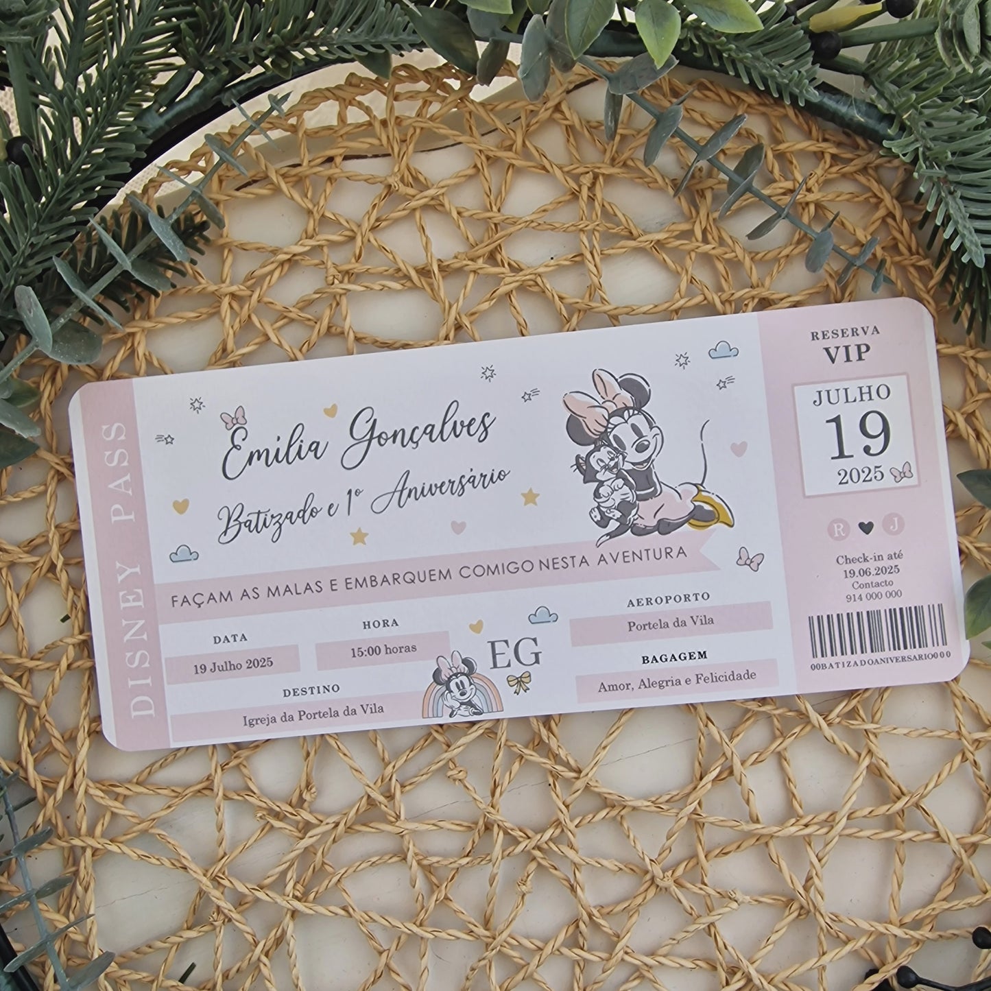 Convite passaporte Minnie Emília