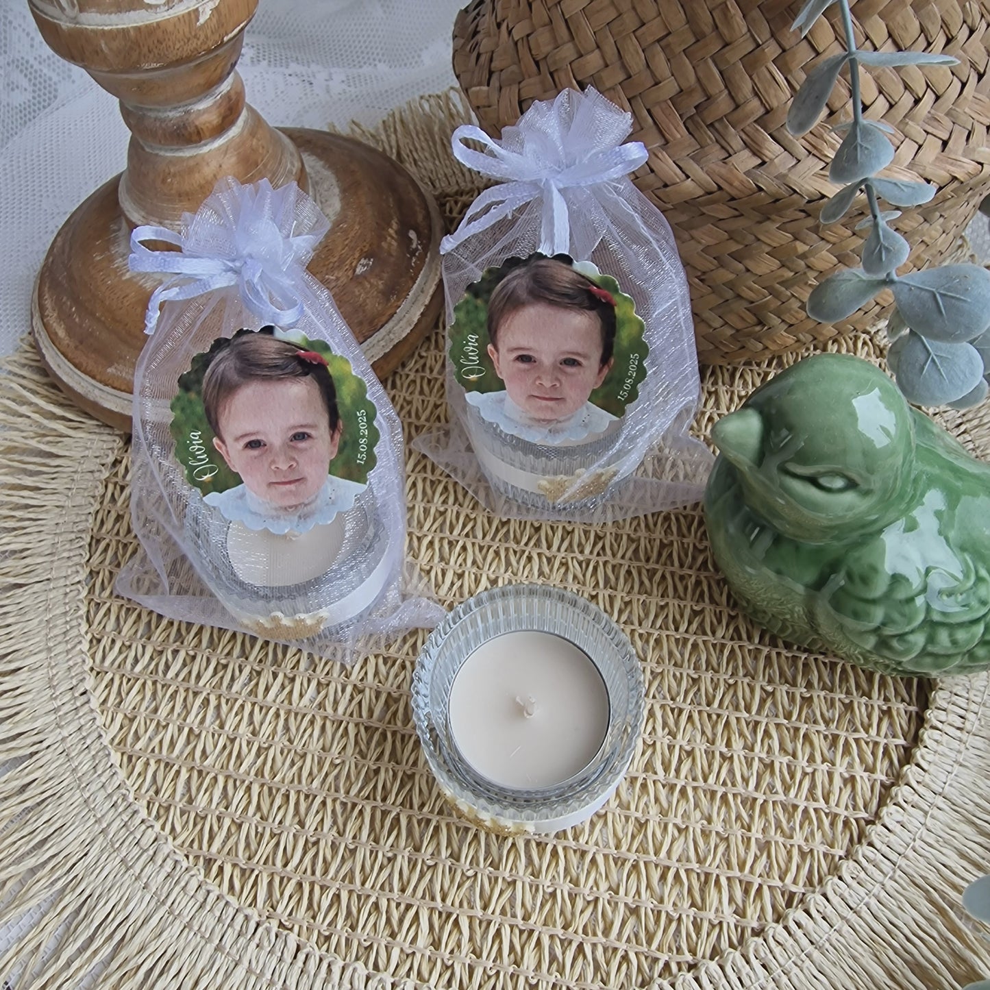 Glass Candle Base with Photo