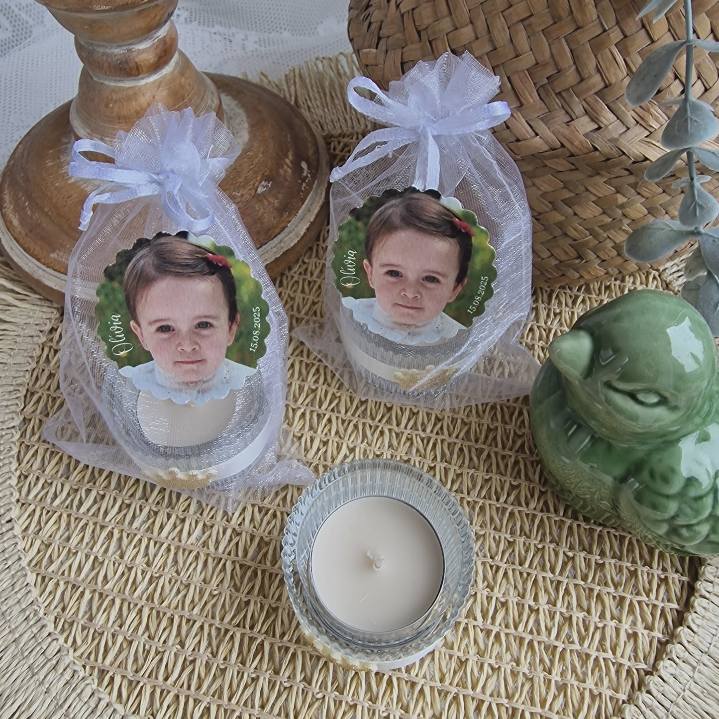 Glass Candle Base with Photo