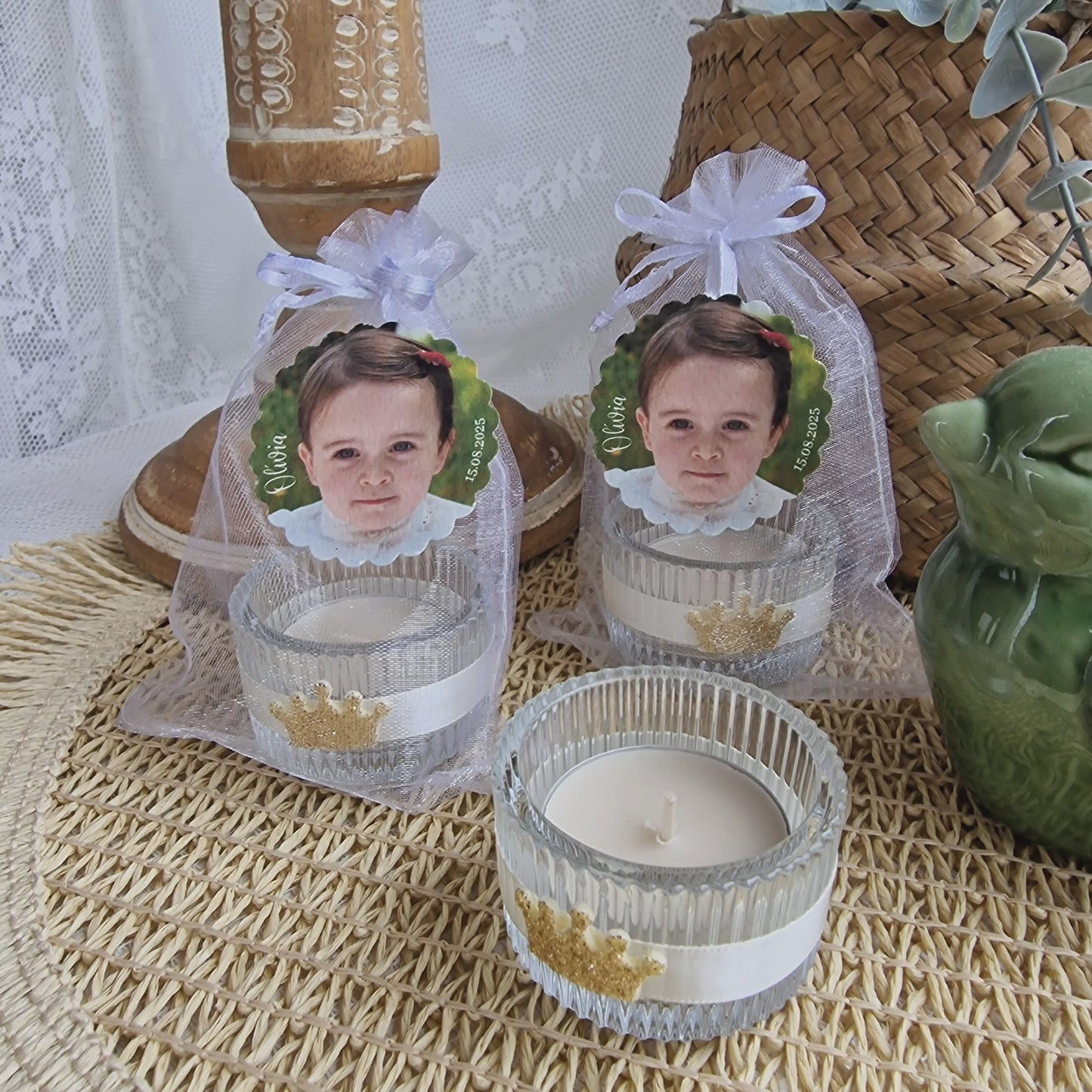 Glass Candle Base with Photo