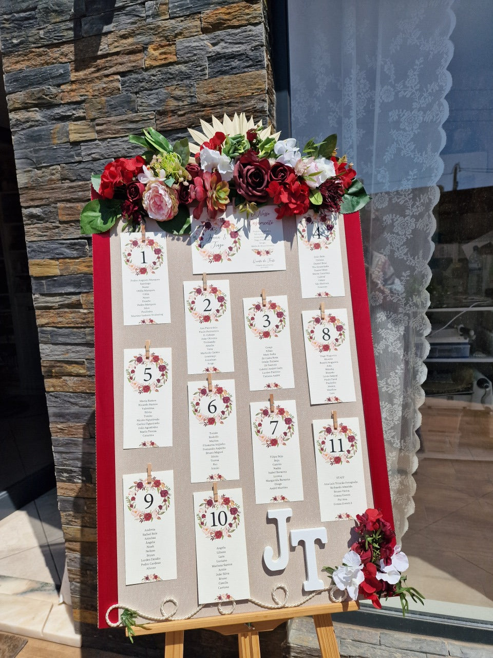 Placar vintage marsala e dourado