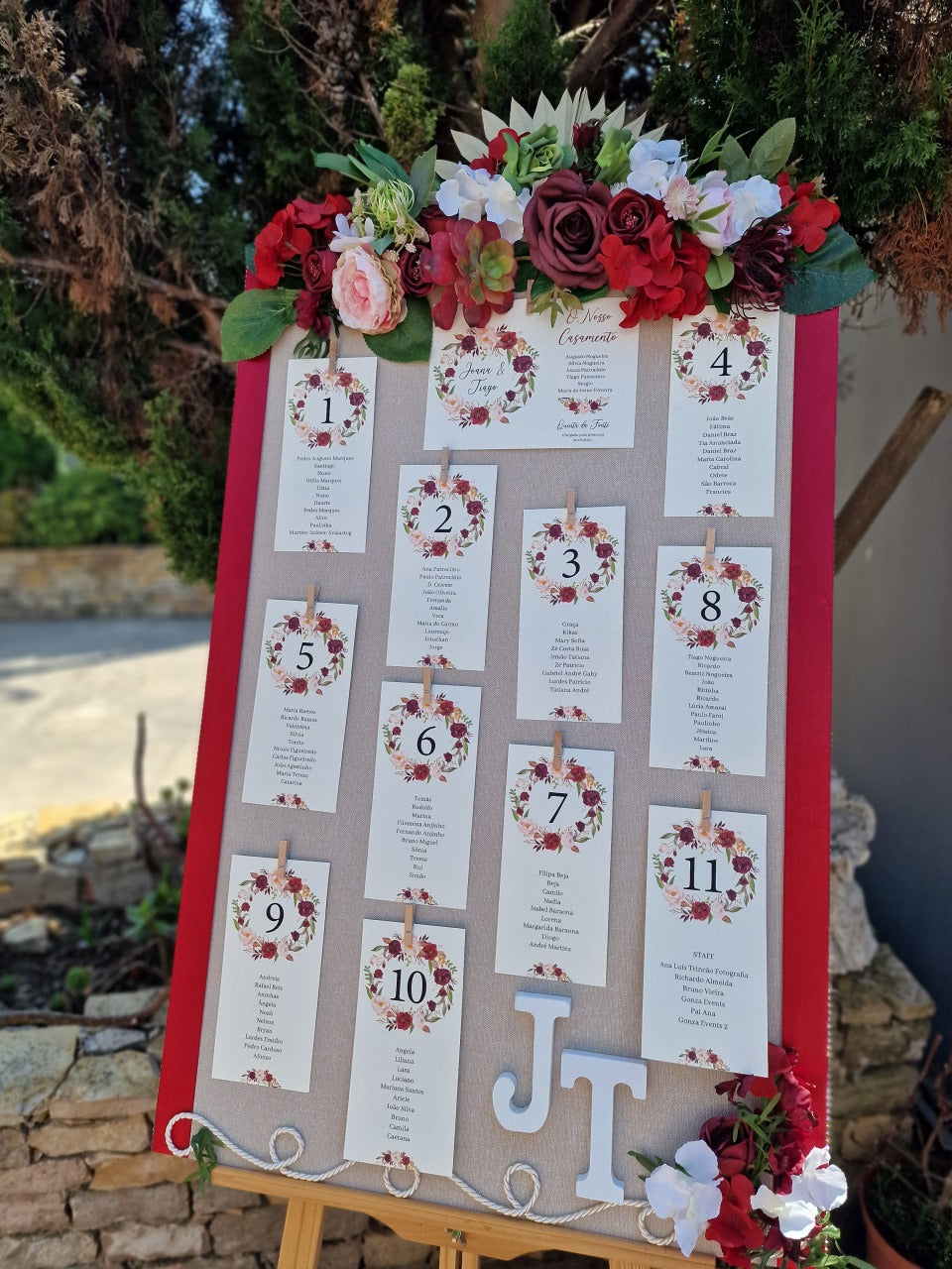 Placar vintage marsala e dourado