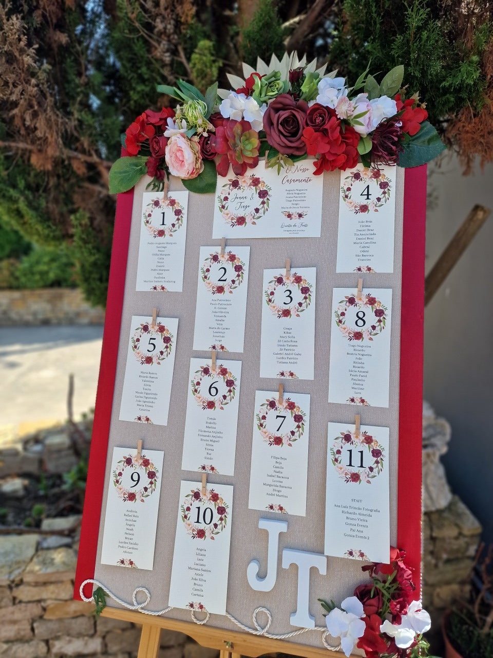 Placar vintage marsala e dourado