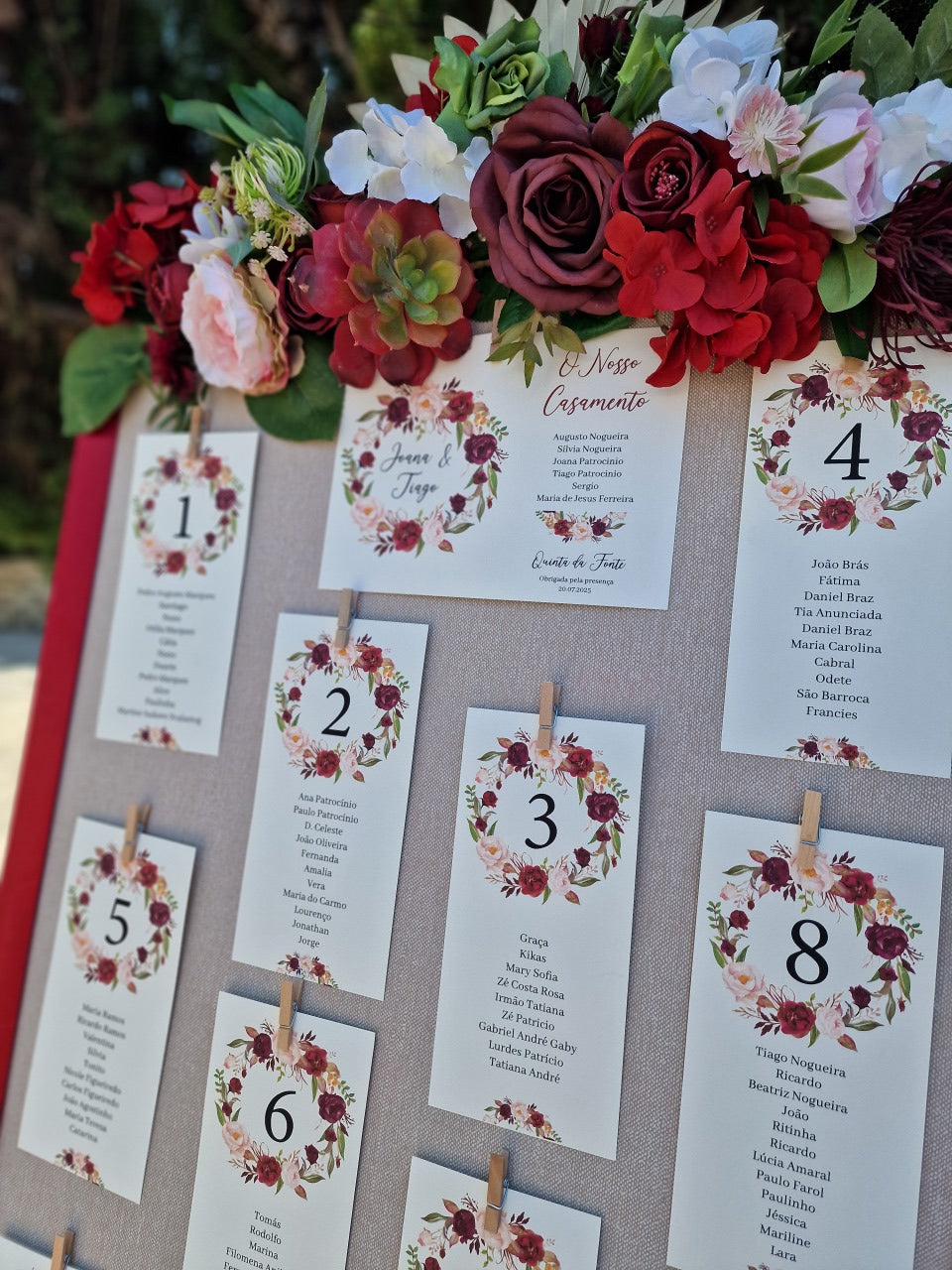 Placar vintage marsala e dourado