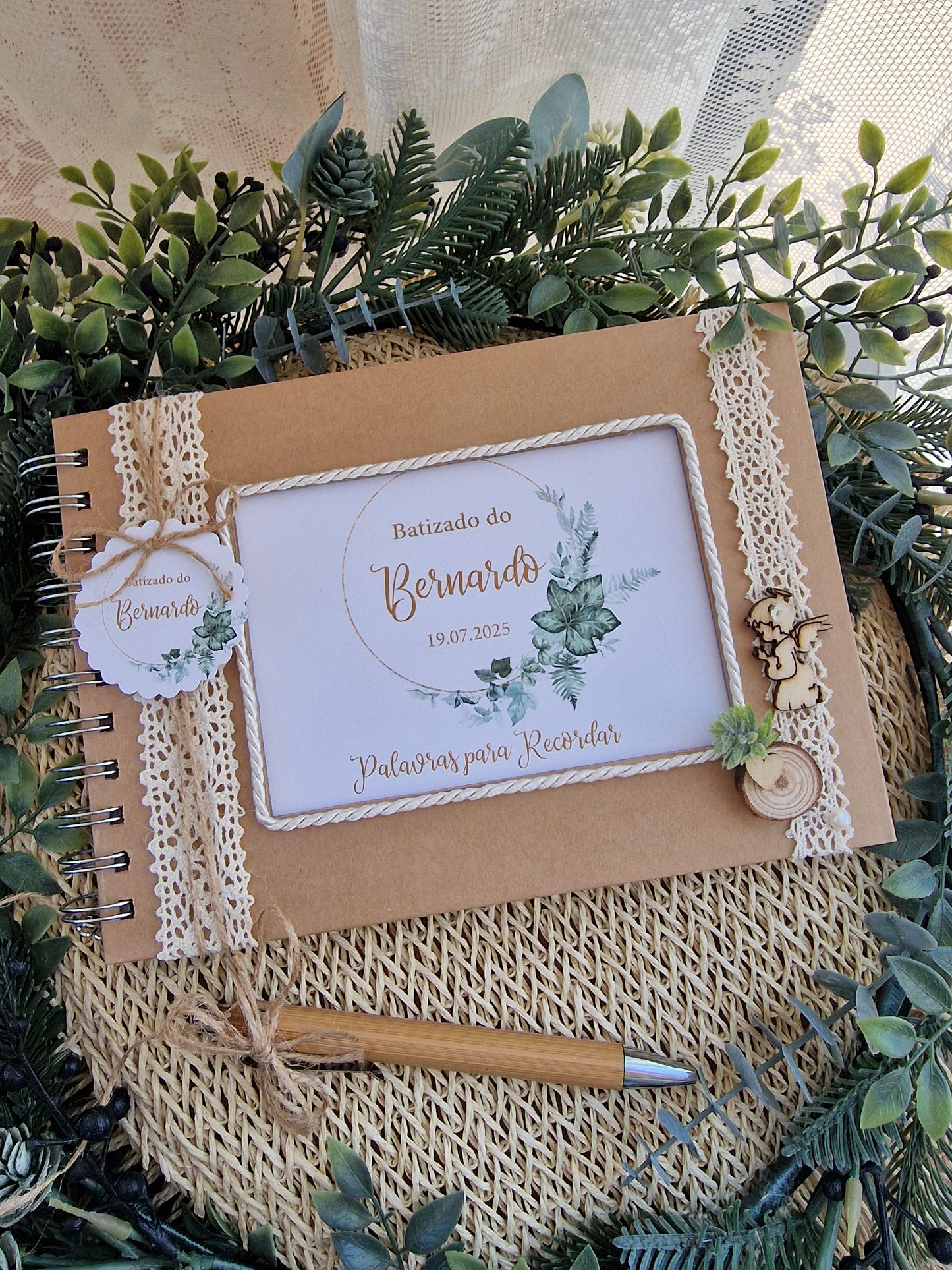 Livro de Dedicatórias Verdes Eucalipto Rústico
