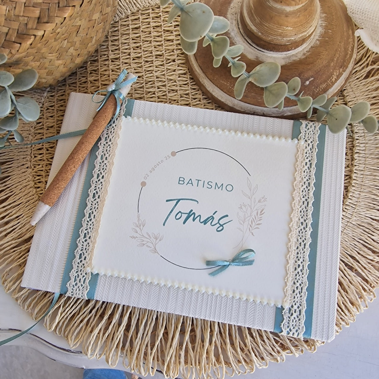Livro de dedicatórias Layout azul / verde menta